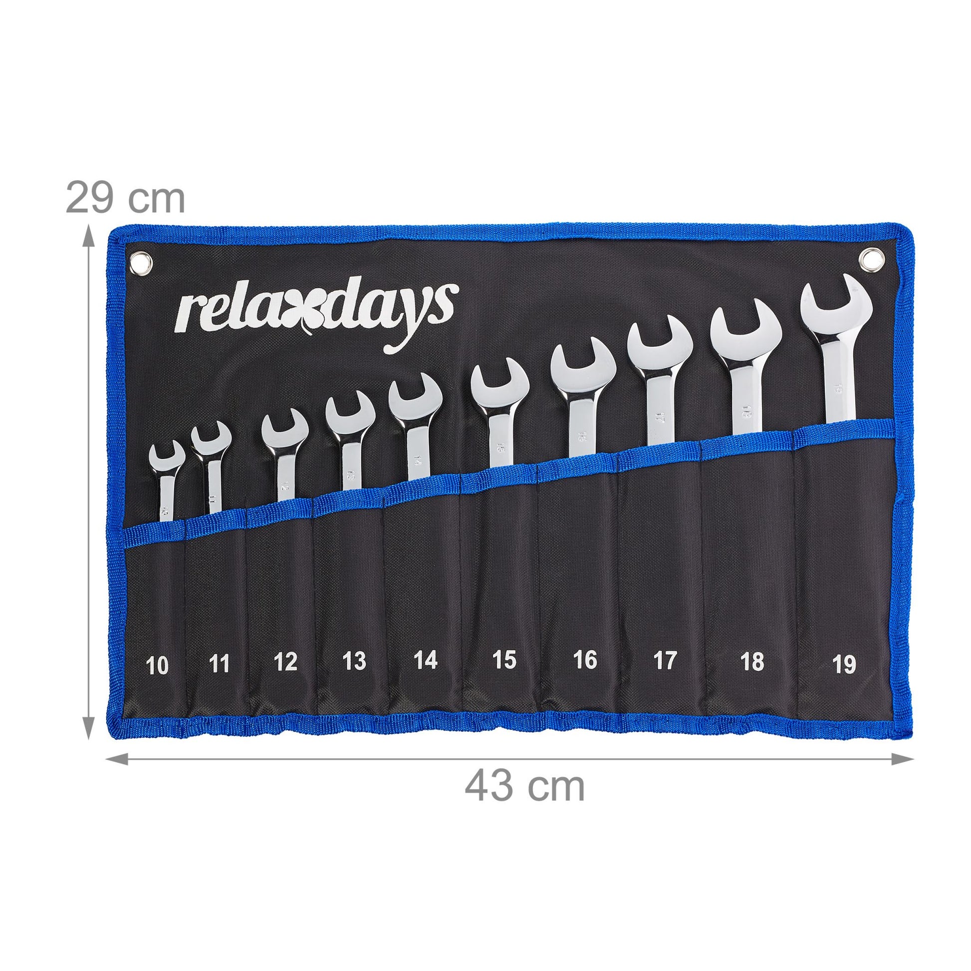 Flexibles Schraubenschlüssel Set 10-tlg. Blau-Schwarz-Silber von Relaxdays