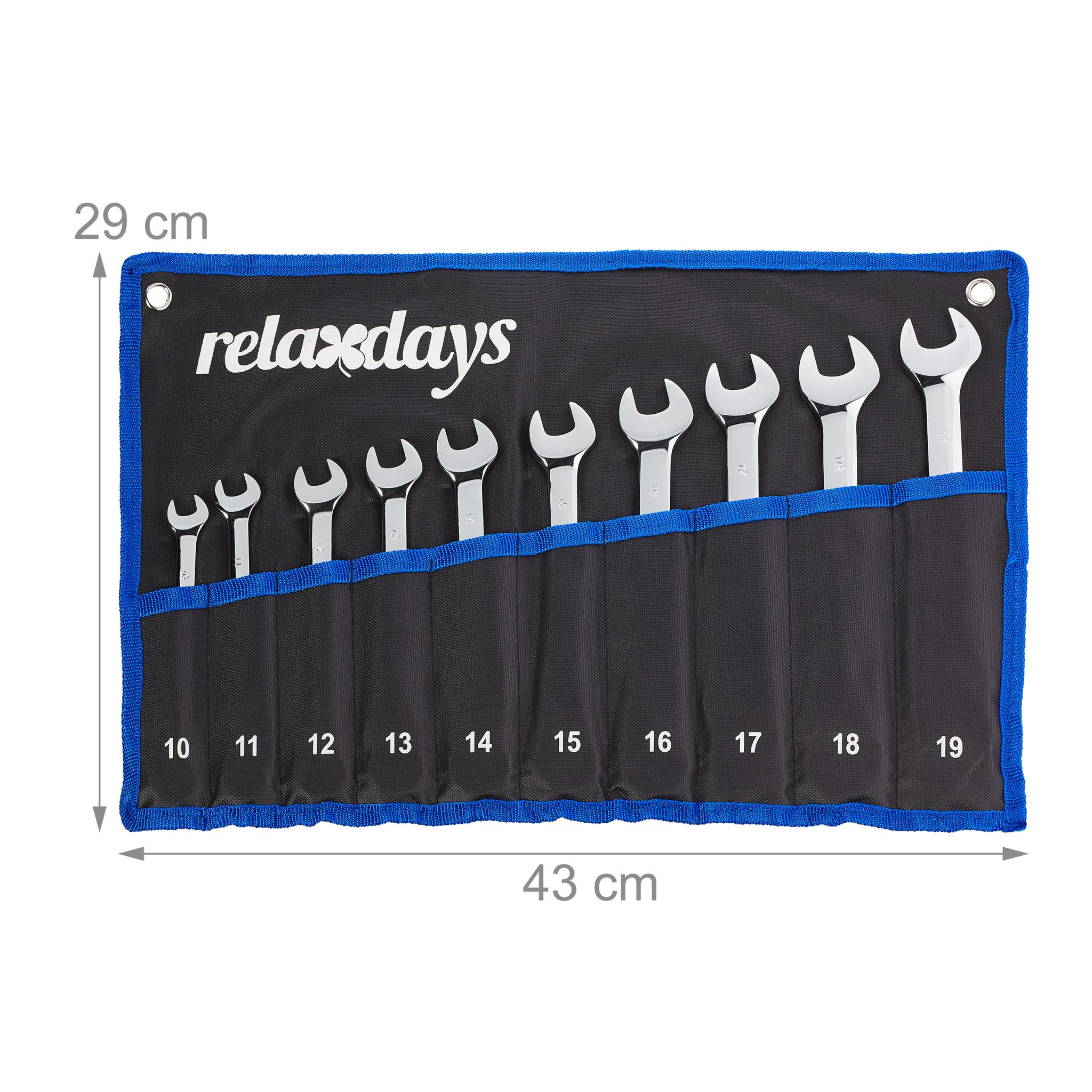 Flexibles Schraubenschlüssel Set 10-tlg. Blau-Schwarz-Silber von Relaxdays