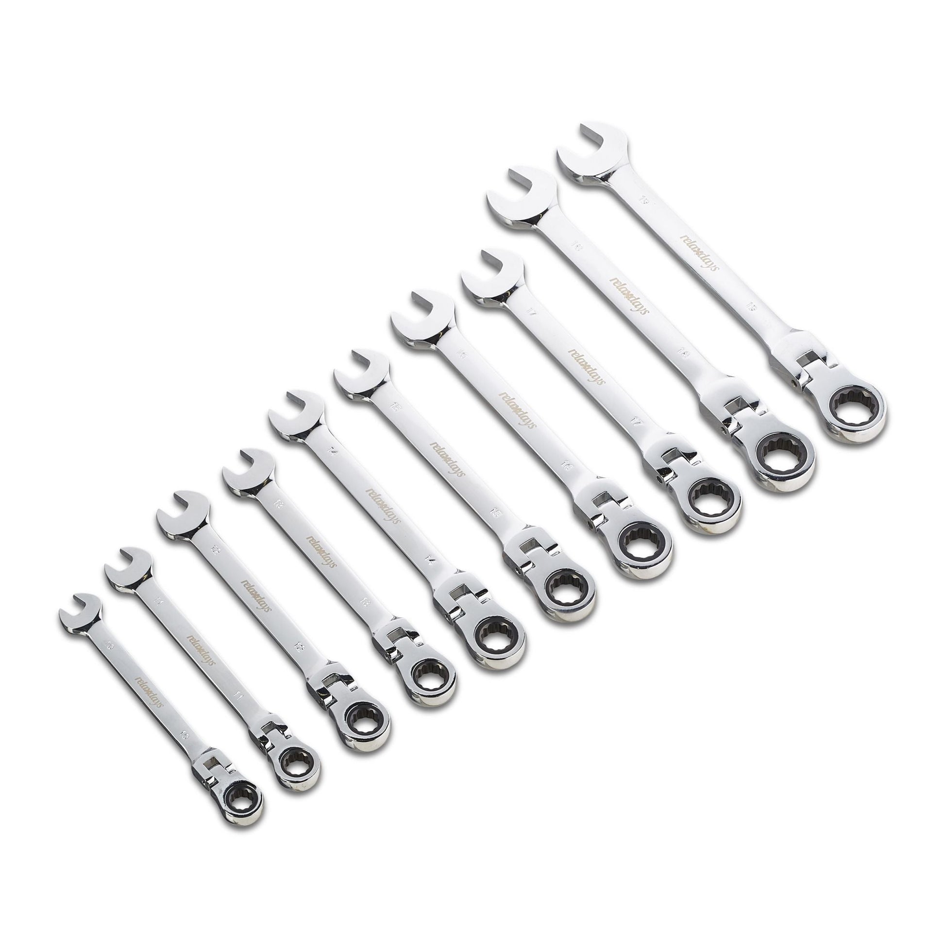 Flexibles Schraubenschlüssel Set 10-tlg. Blau-Schwarz-Silber von Relaxdays