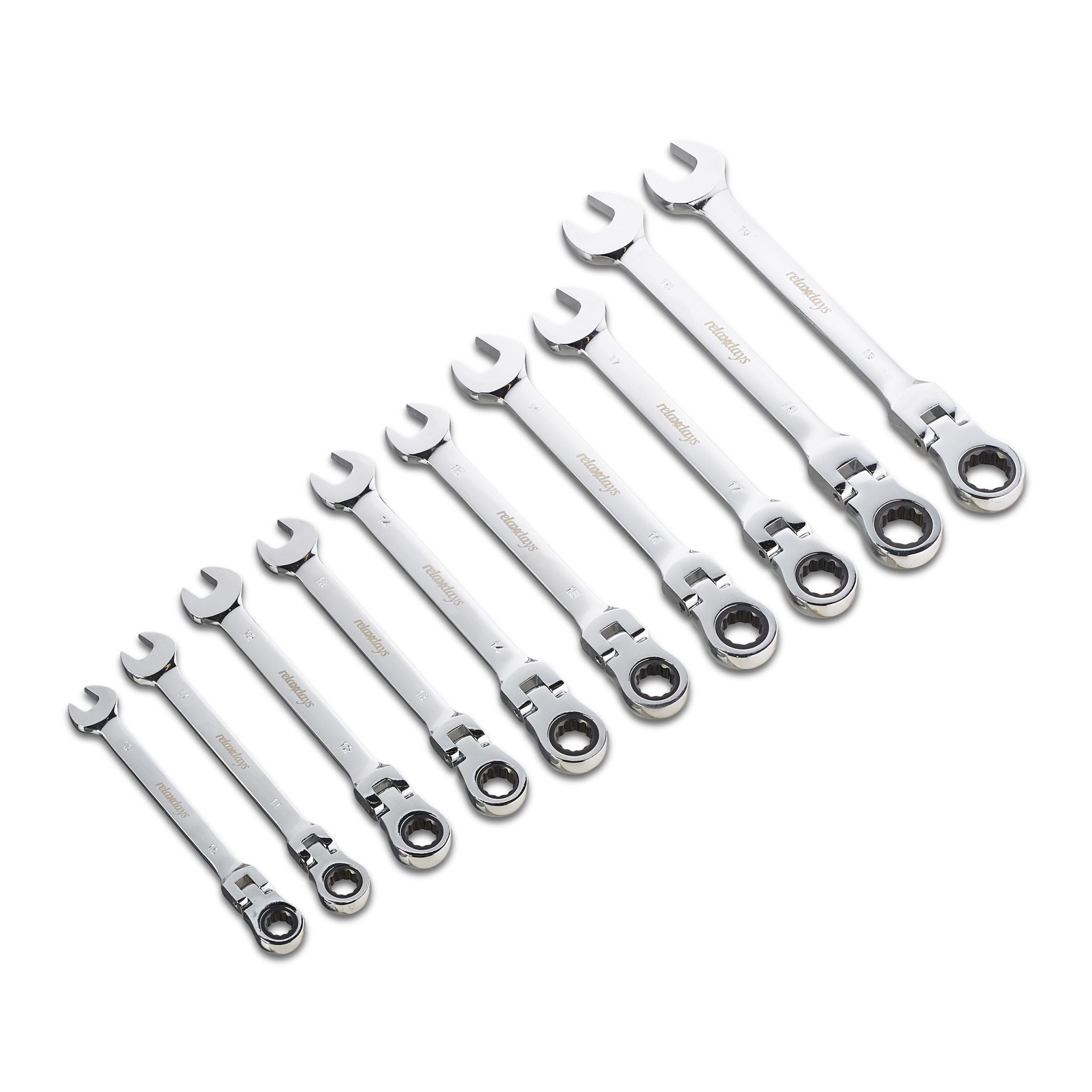 Flexibles Schraubenschlüssel Set 10-tlg. Blau-Schwarz-Silber von Relaxdays