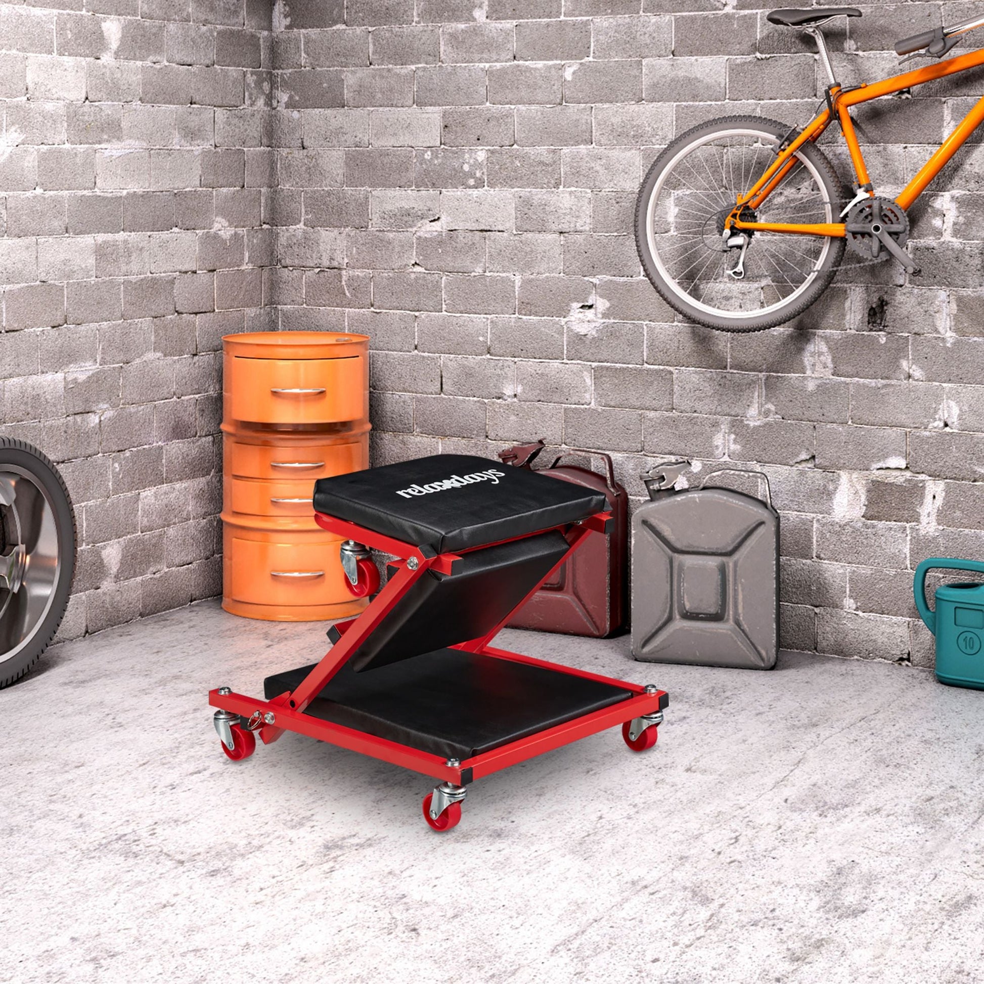 Rollbrett Werkstatt Rot-Schwarz von Relaxdays