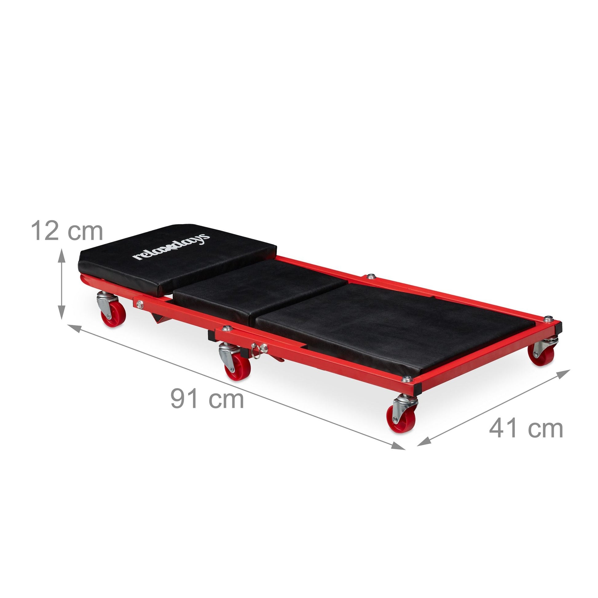 Rollbrett Werkstatt Rot-Schwarz von Relaxdays