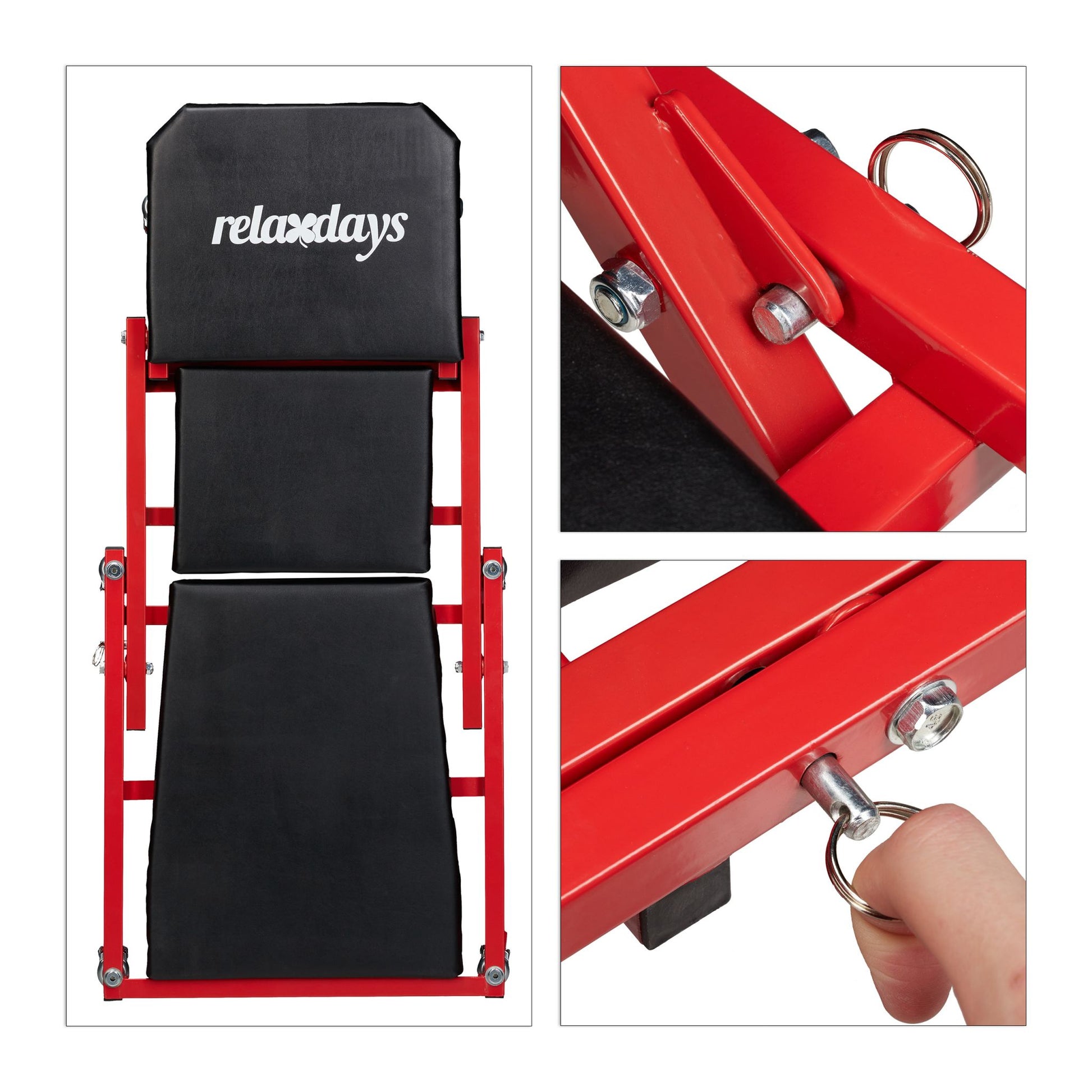 Rollbrett Werkstatt Rot-Schwarz von Relaxdays
