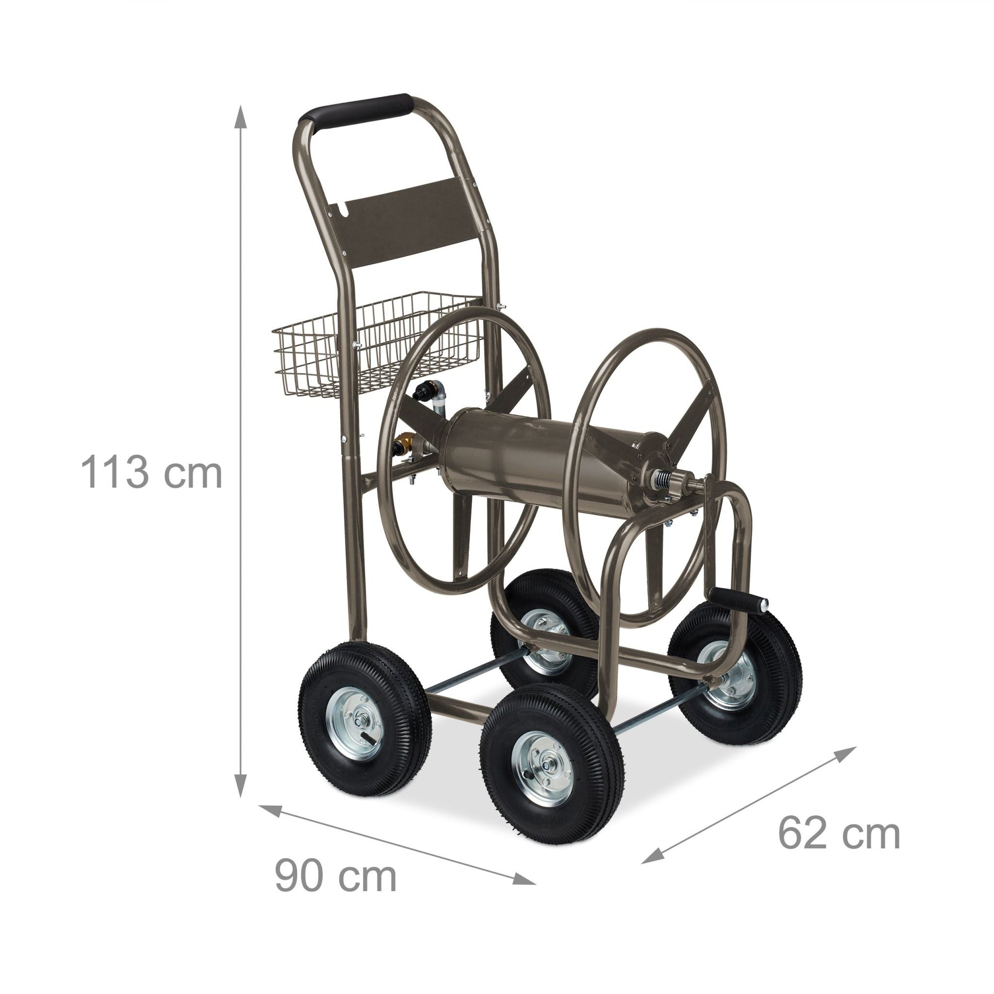 Schlauchwagen 4 Räder braun Braun von Relaxdays