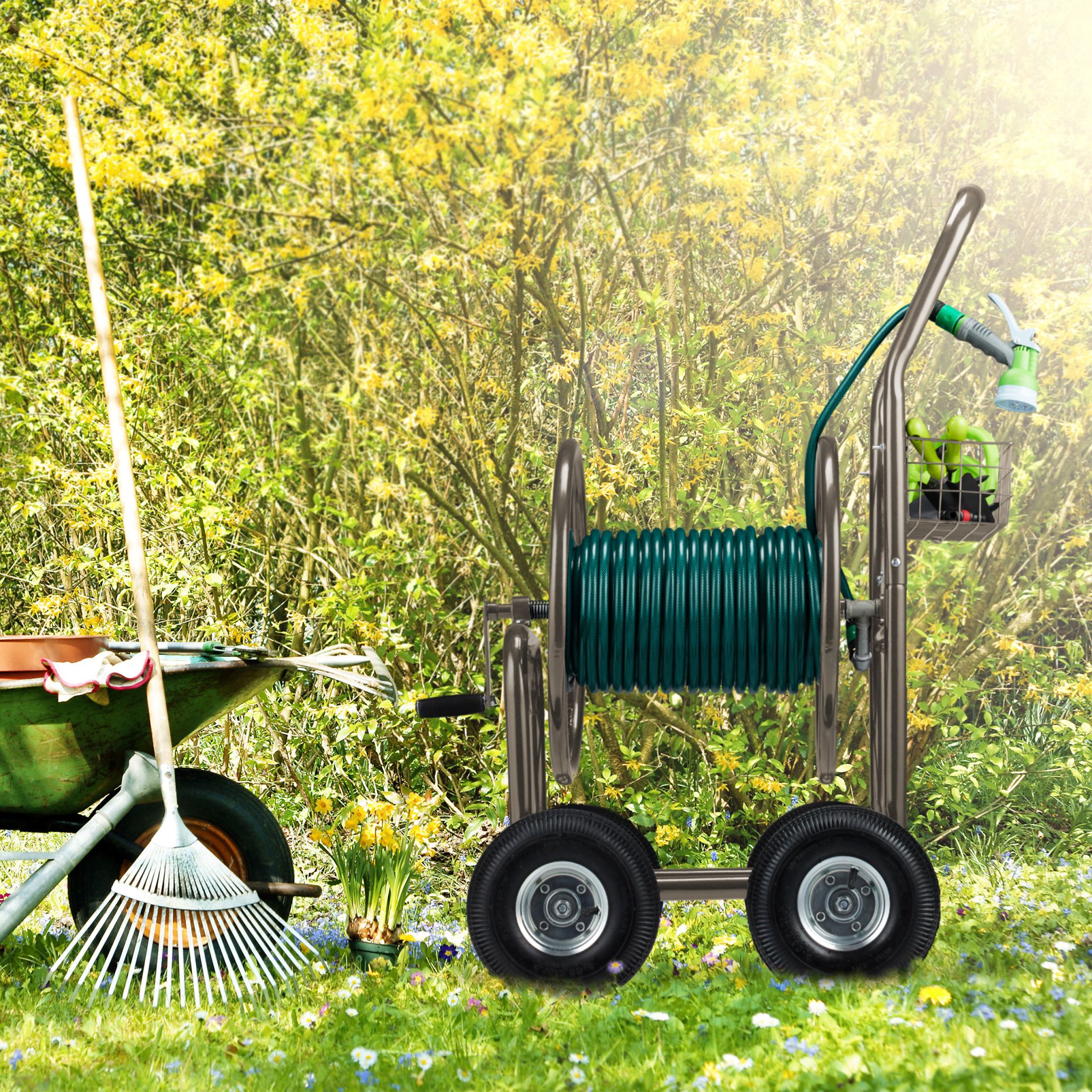 Schlauchwagen 4 Räder braun Braun von Relaxdays