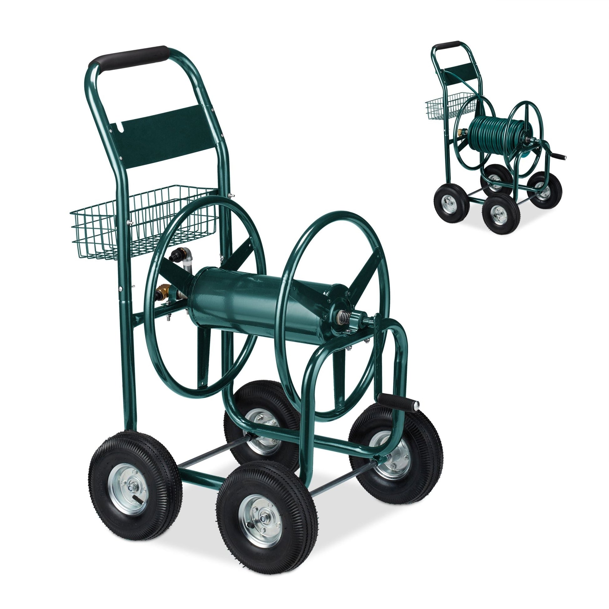 Schlauchwagen 4 Räder grün Dunkelgrün von Relaxdays