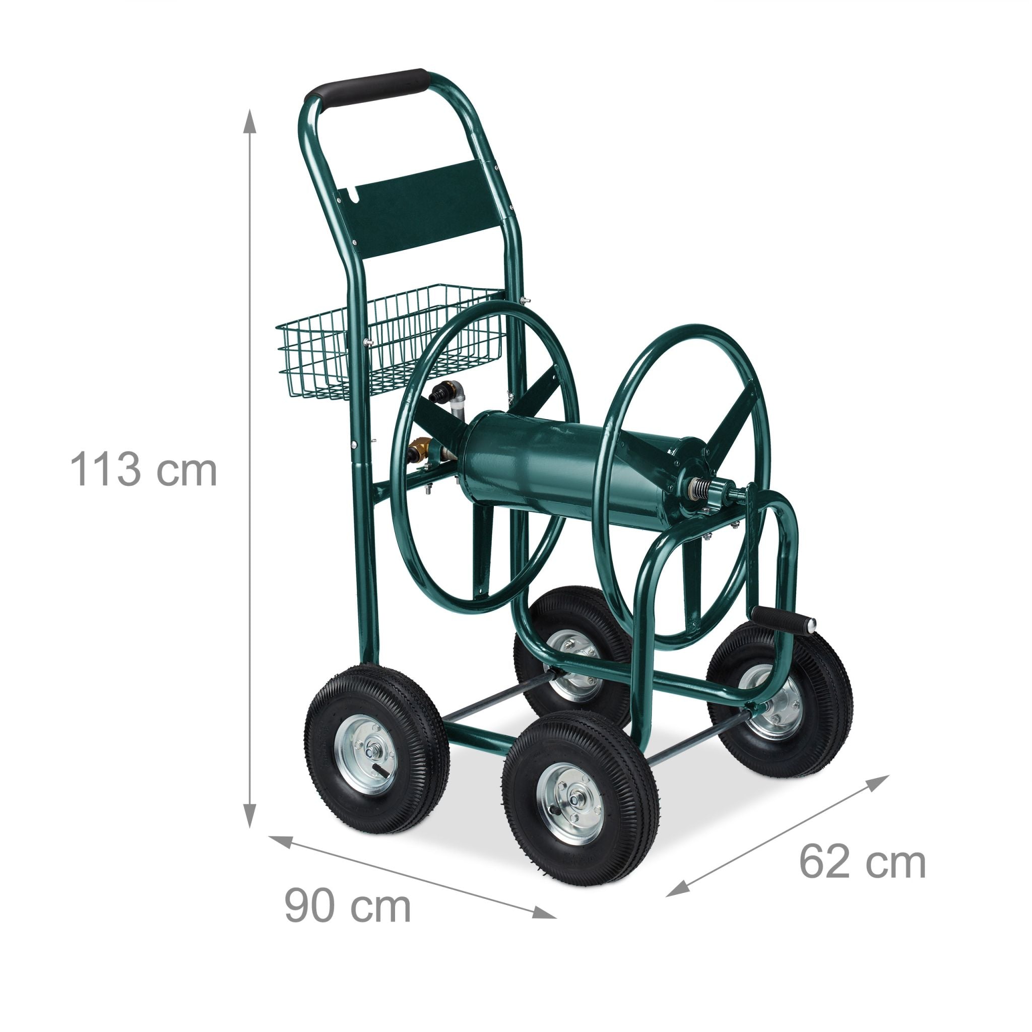 Schlauchwagen 4 Räder grün Dunkelgrün von Relaxdays