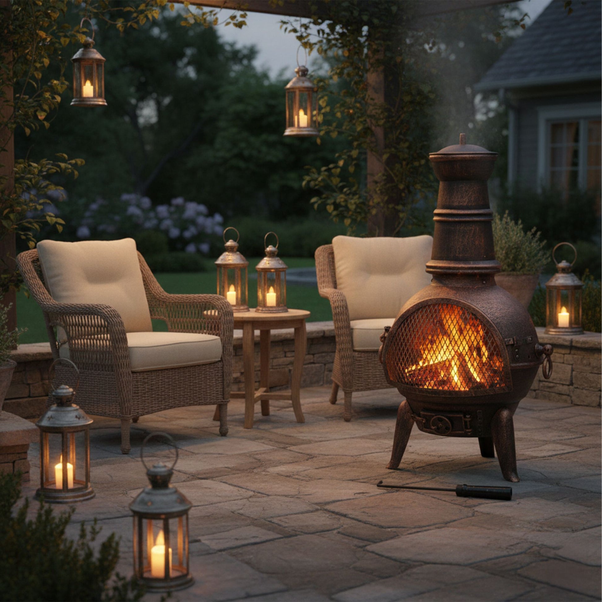 Terrassenofen in Bronze Braun-Schwarz von Relaxdays