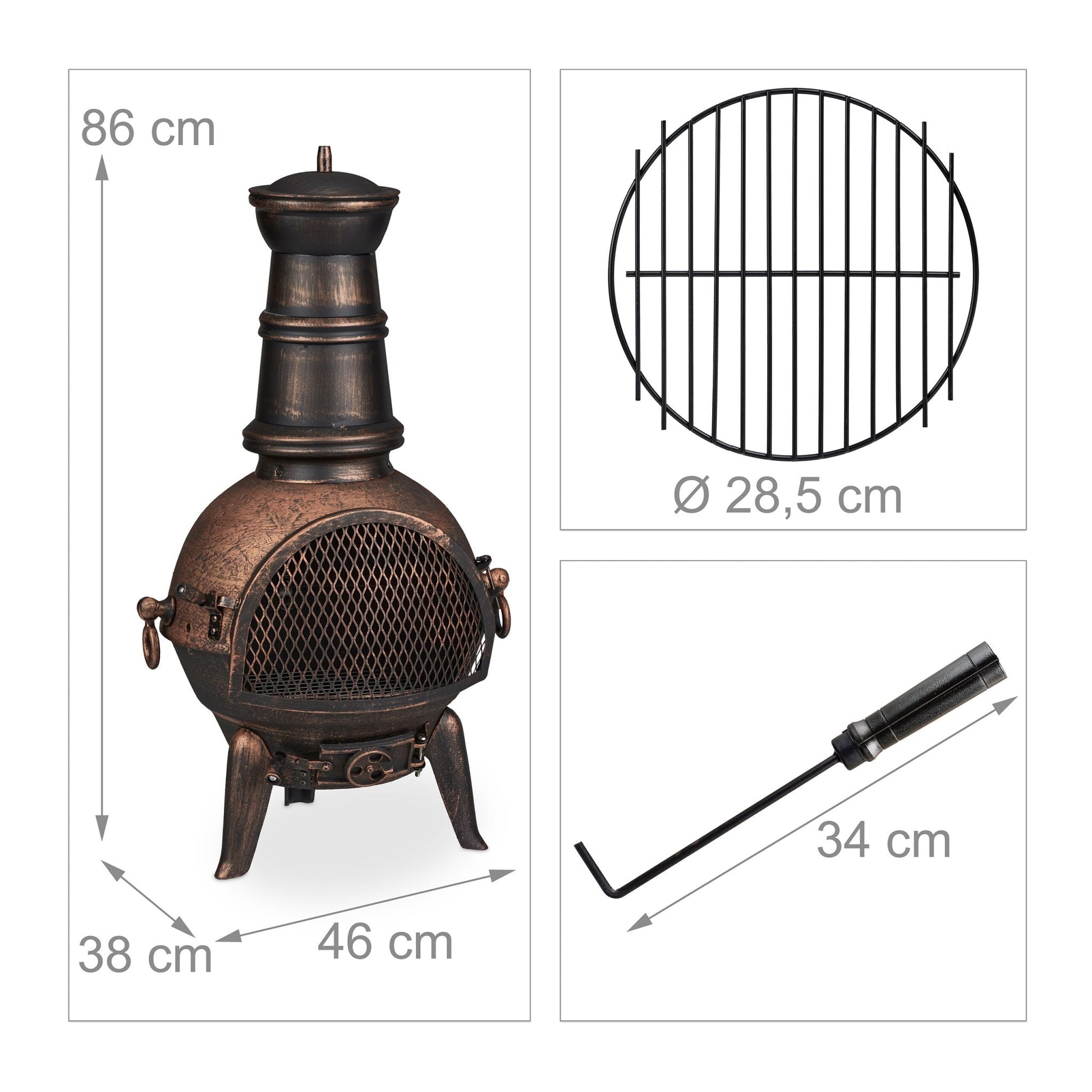 Terrassenofen in Bronze Braun-Schwarz von Relaxdays