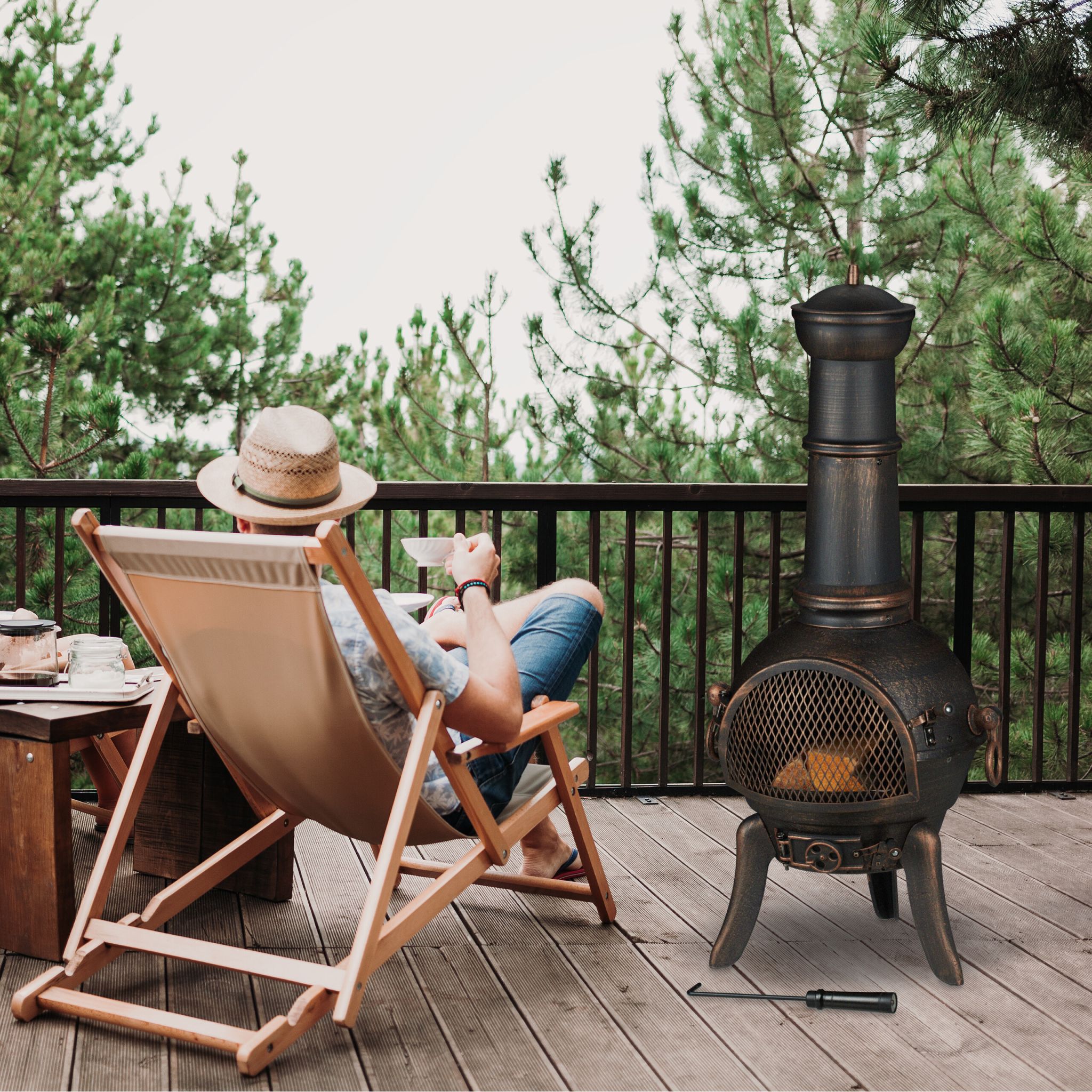 Grosser Terrassenofen Dunkelbraun von Relaxdays