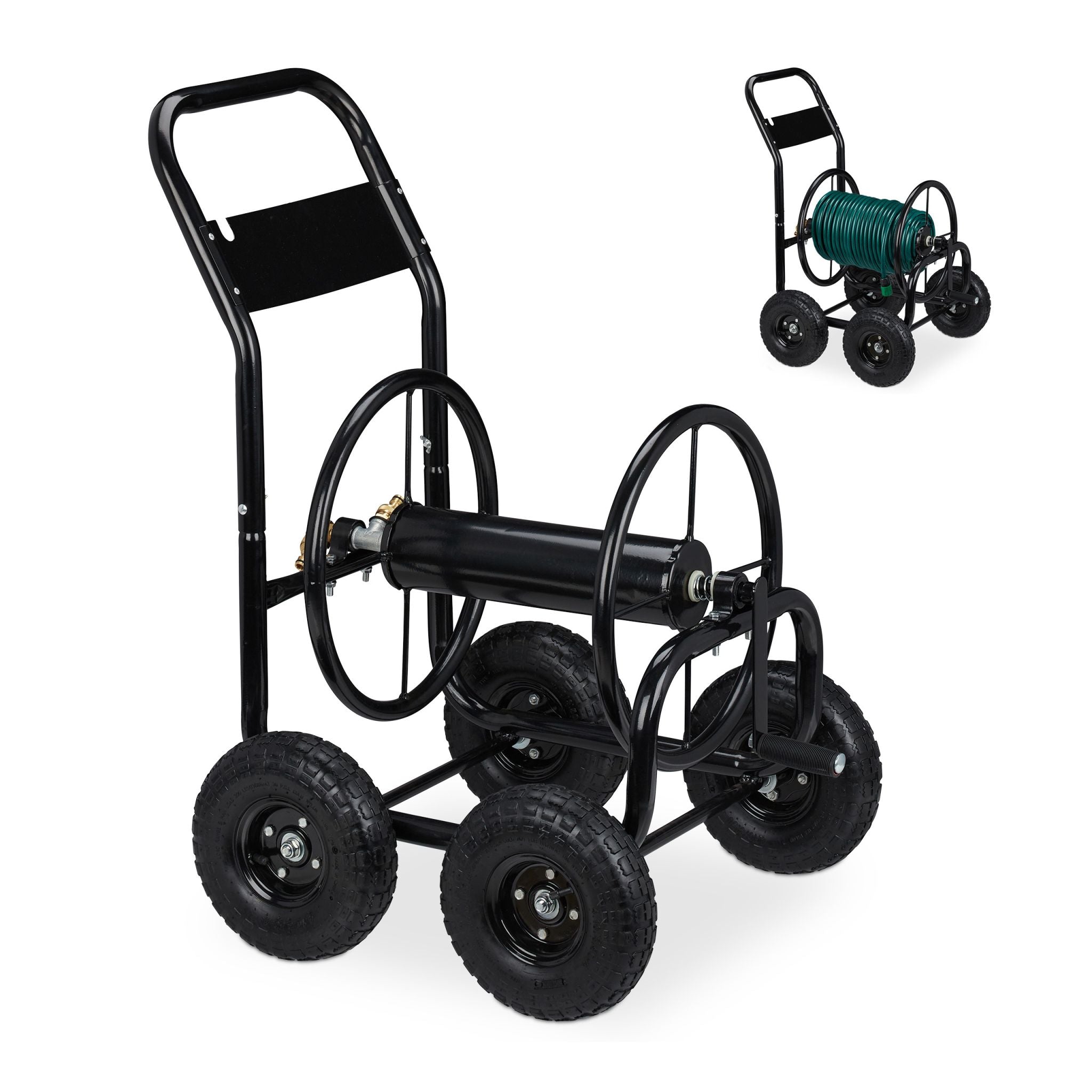 Schlauchwagen Metall schwarz Schwarz von Relaxdays