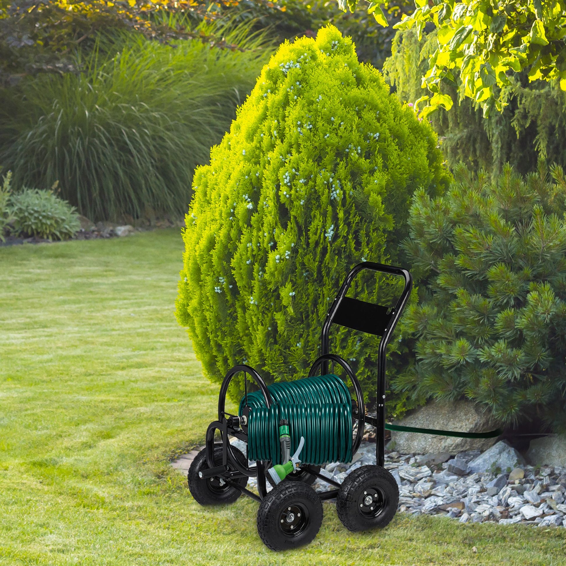 Schlauchwagen Metall schwarz Schwarz von Relaxdays