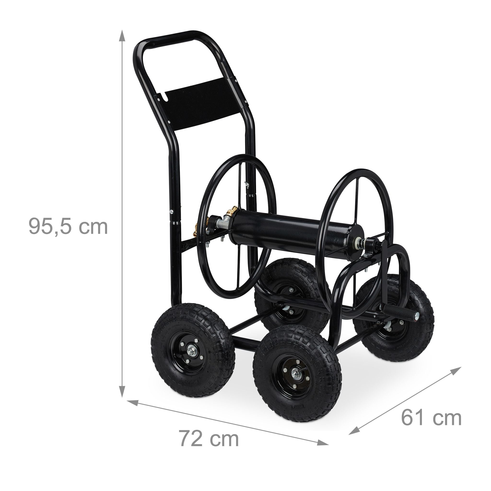 Schlauchwagen Metall schwarz Schwarz von Relaxdays