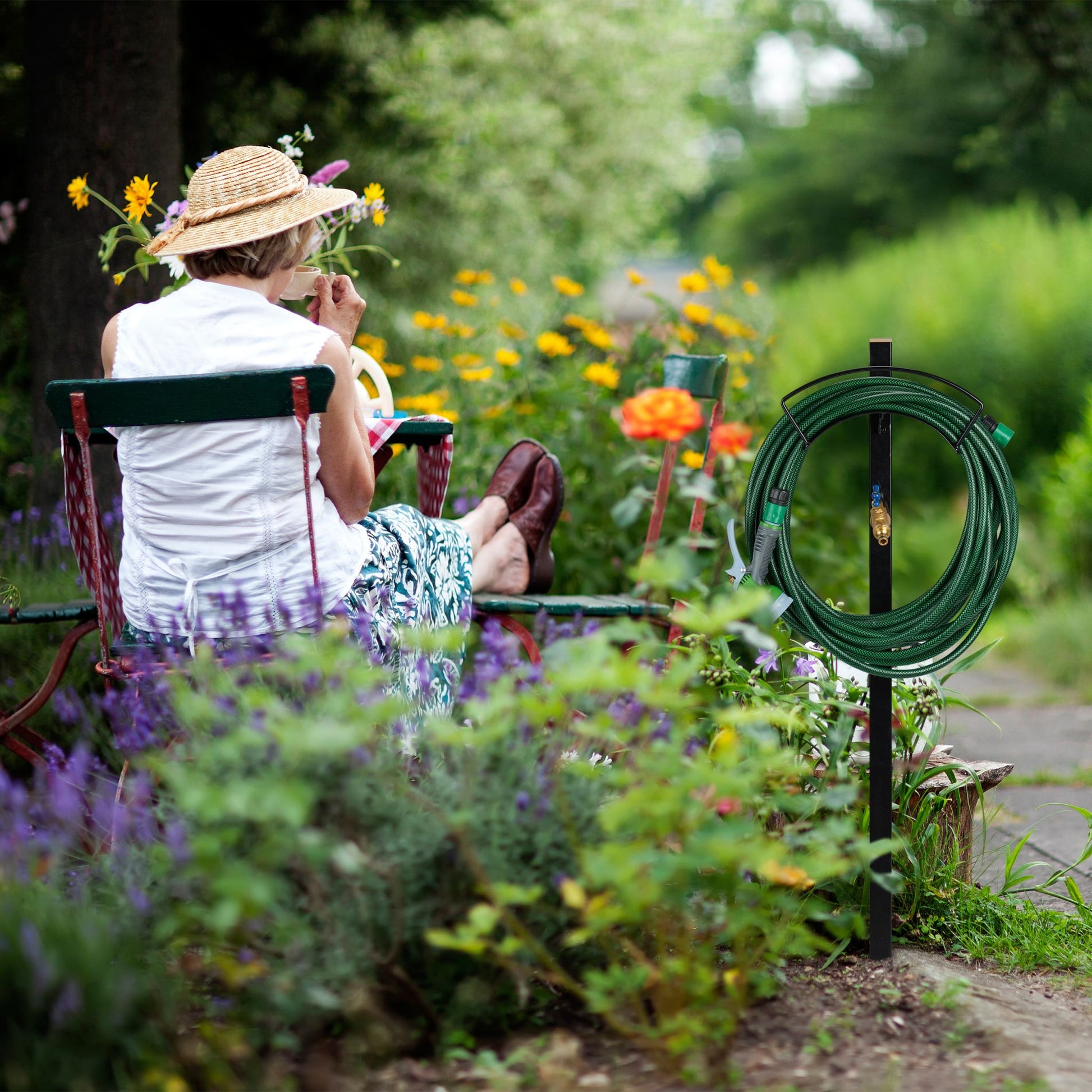 Zapfstelle Garten mit Schlauchhalter Schwarz von Relaxdays