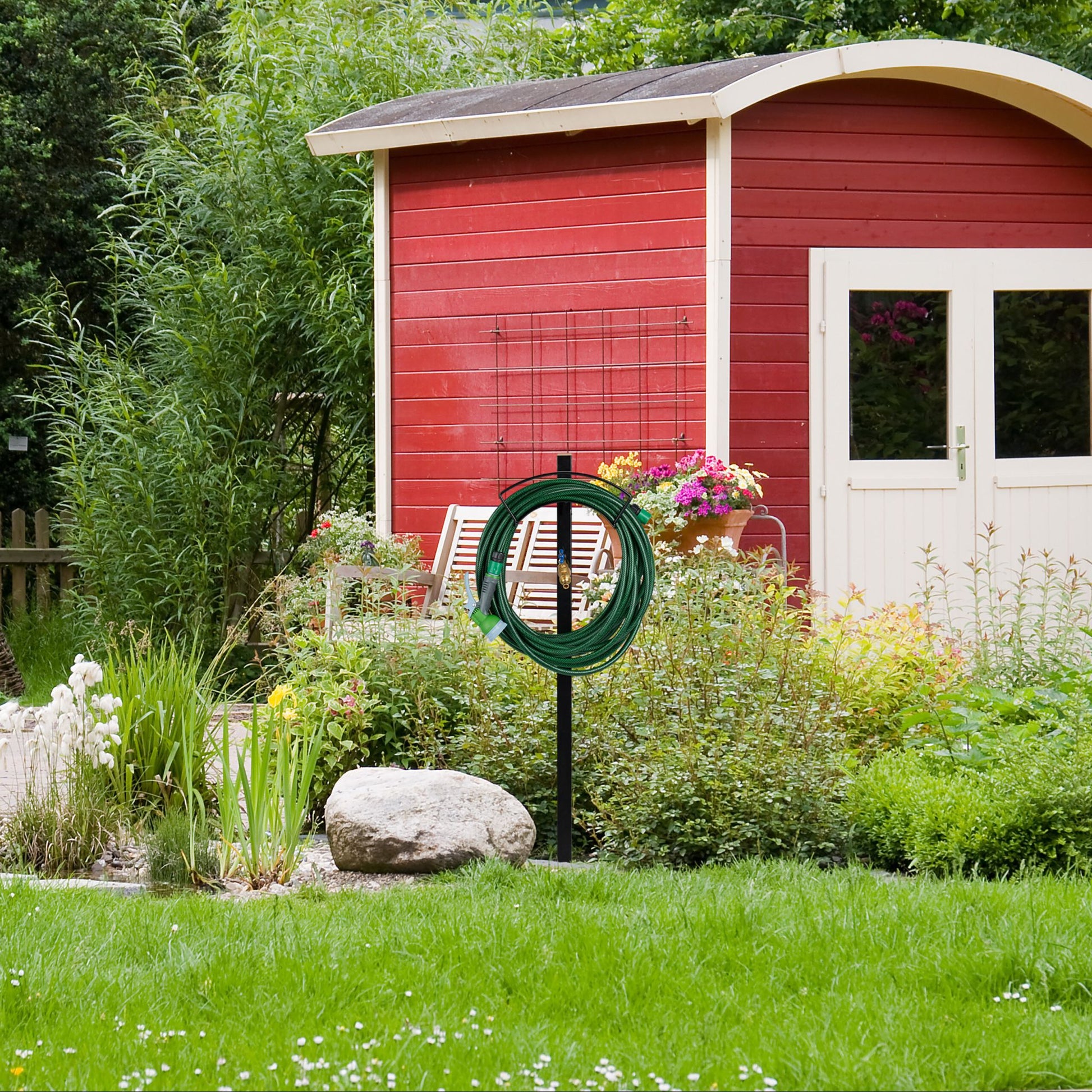 Zapfstelle Garten mit Schlauchhalter Schwarz von Relaxdays