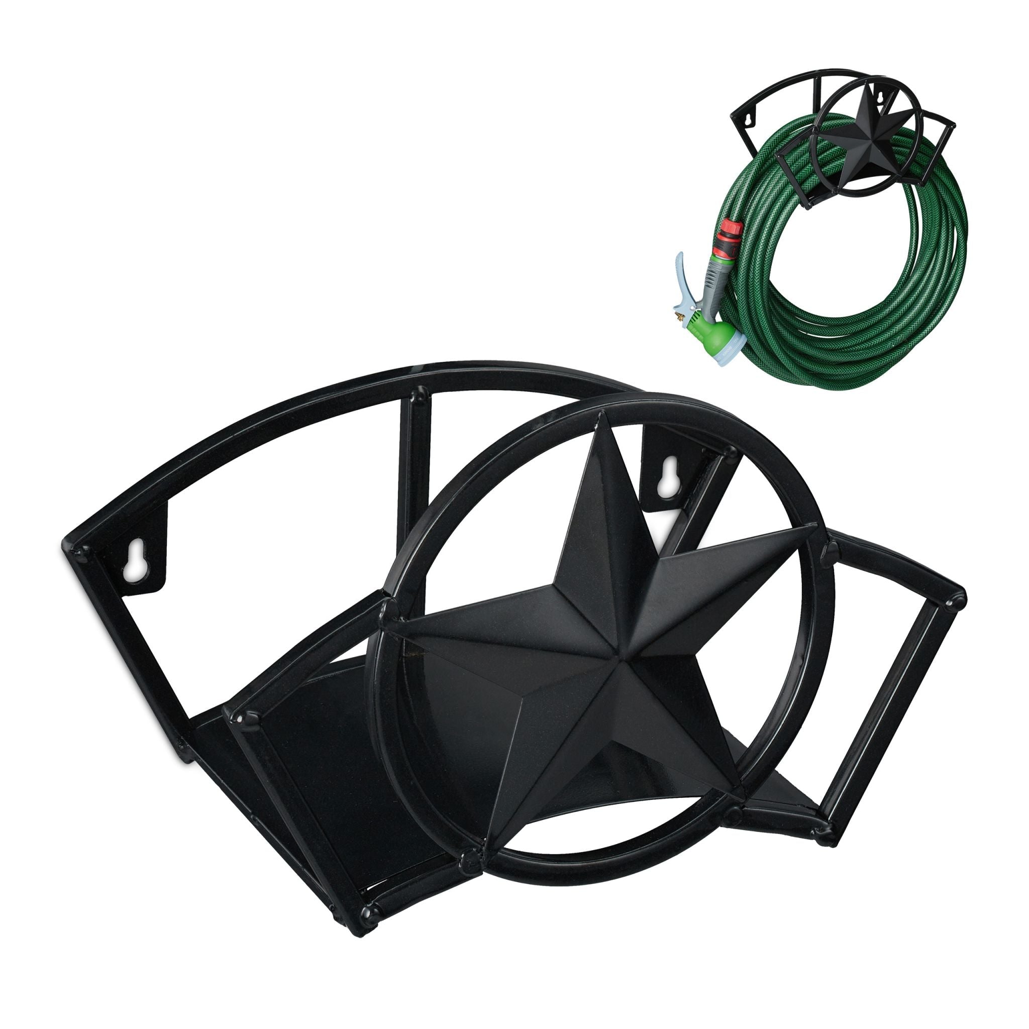 Schlauchhalter Wand Schwarz von Relaxdays