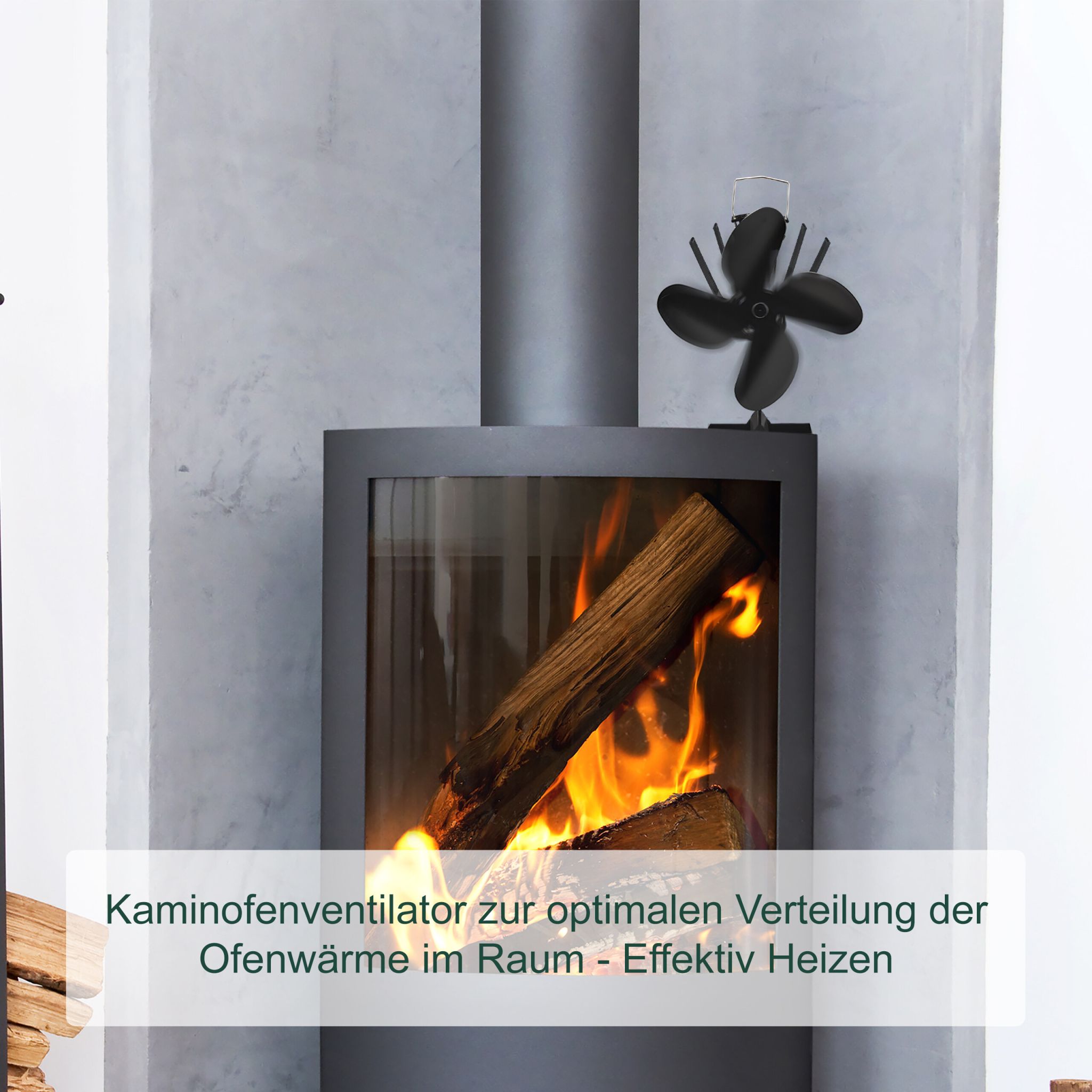 Ofenventilator ohne Strom schwarz Schwarz von Relaxdays