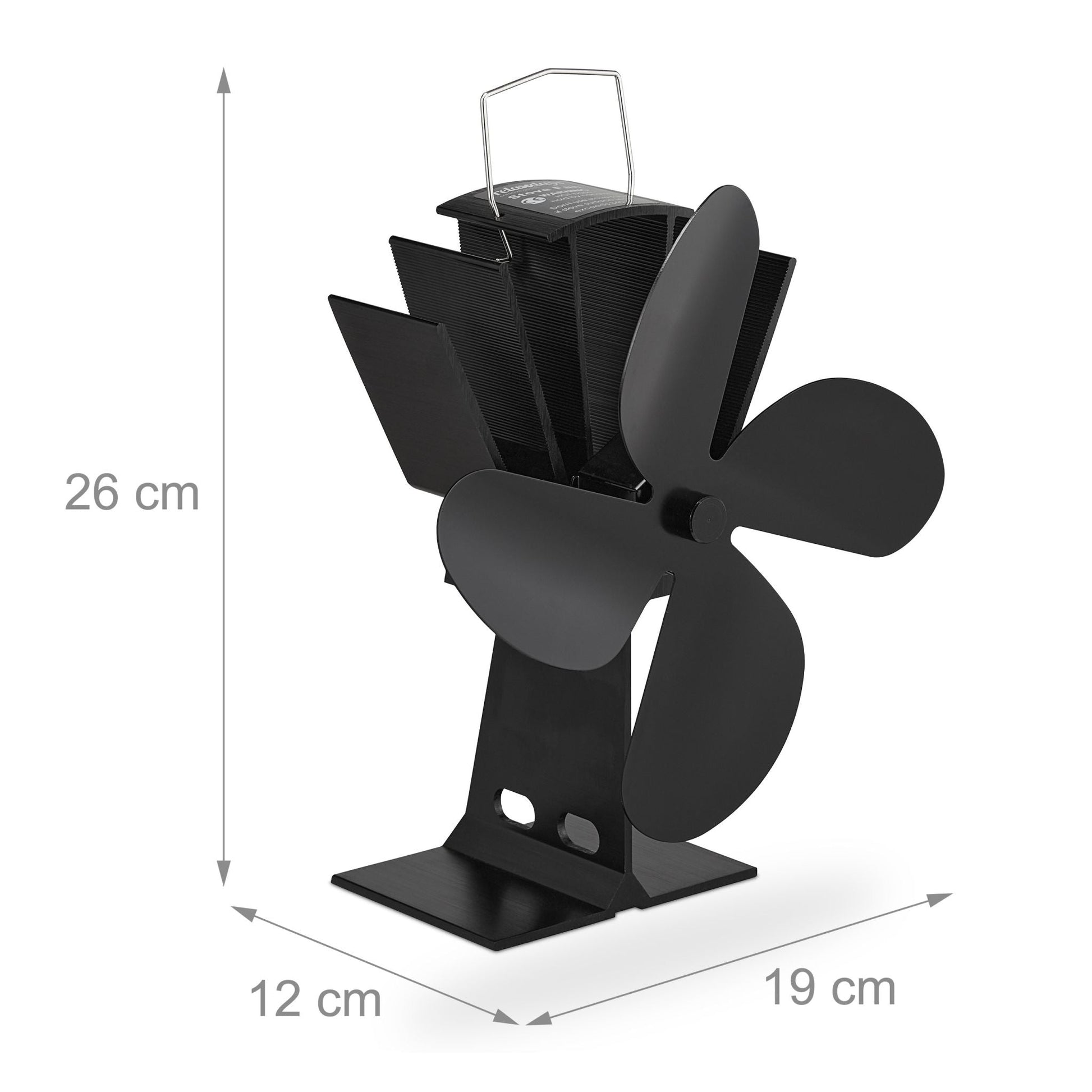 Ofenventilator ohne Strom schwarz Schwarz von Relaxdays