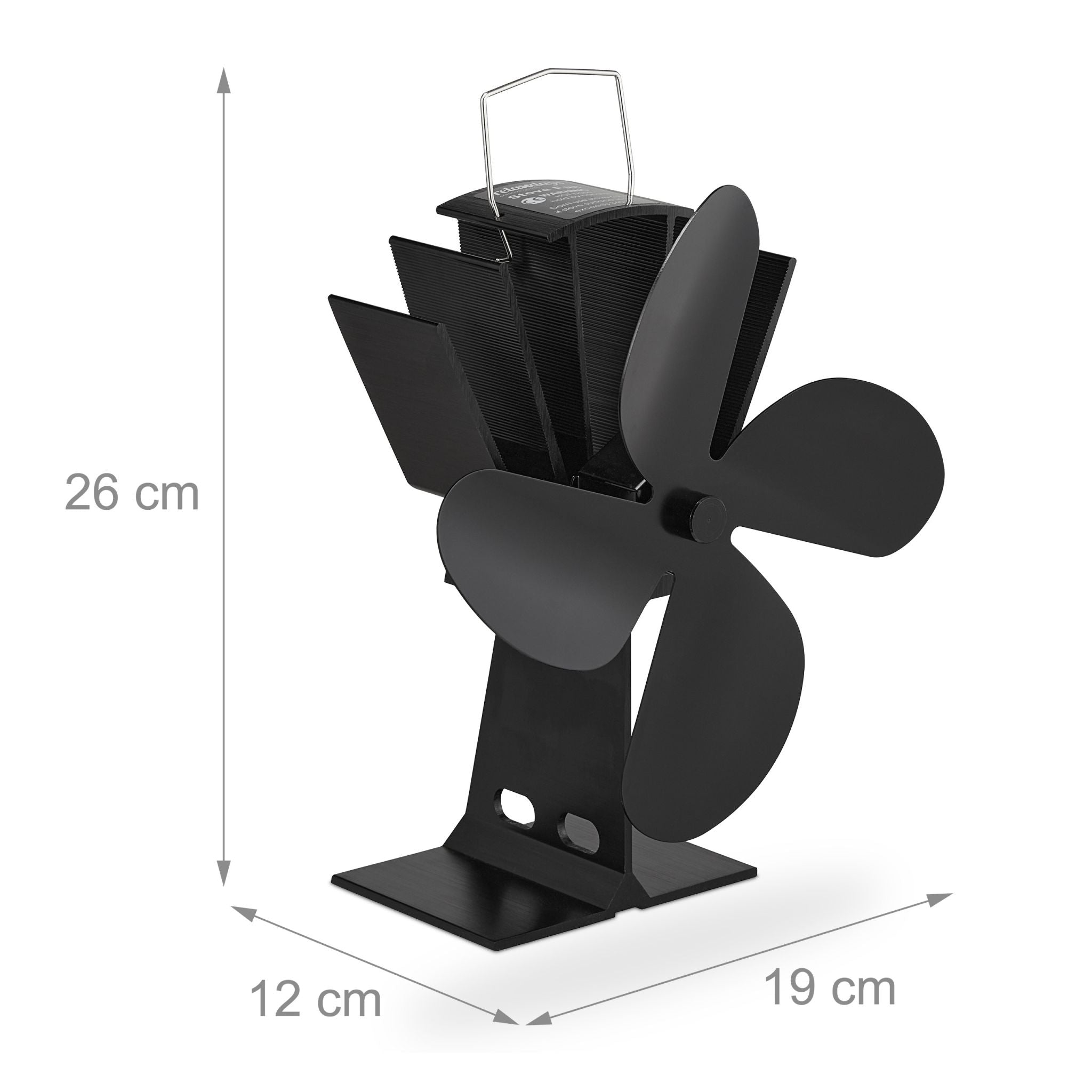 Ofenventilator ohne Strom schwarz Schwarz von Relaxdays