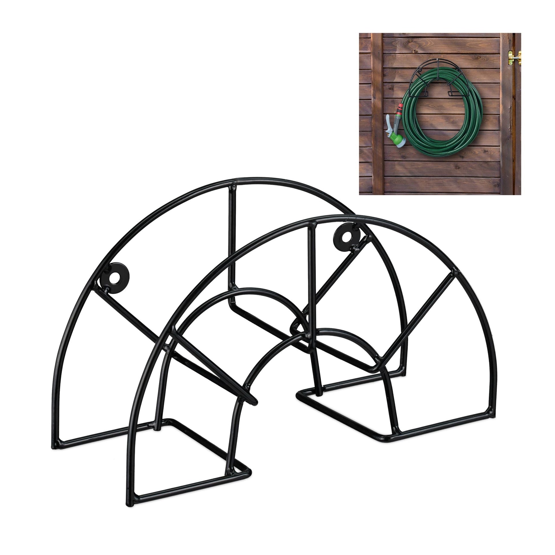 Schlauchhalter Wand rund Schwarz von Relaxdays