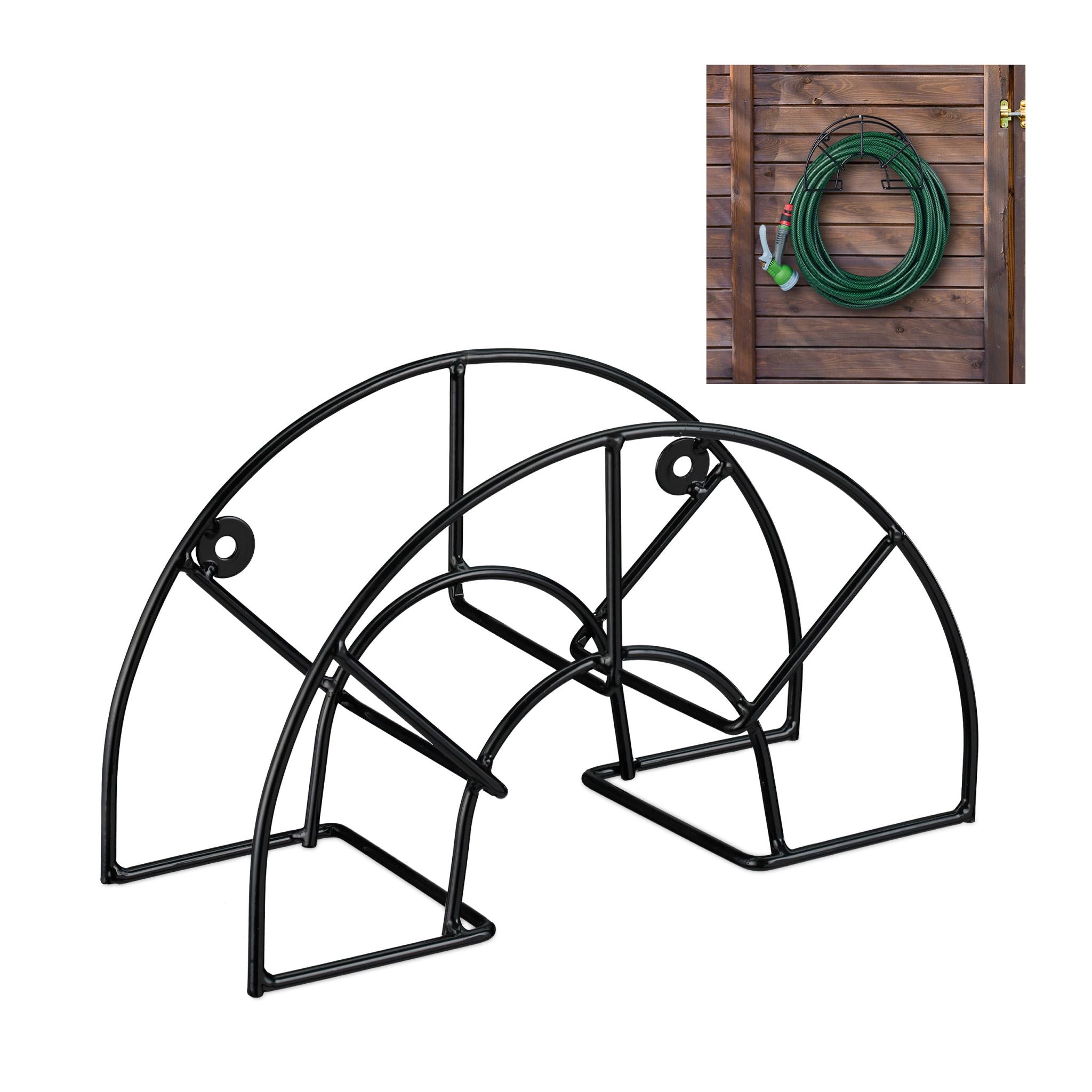 Schlauchhalter Wand rund Schwarz von Relaxdays