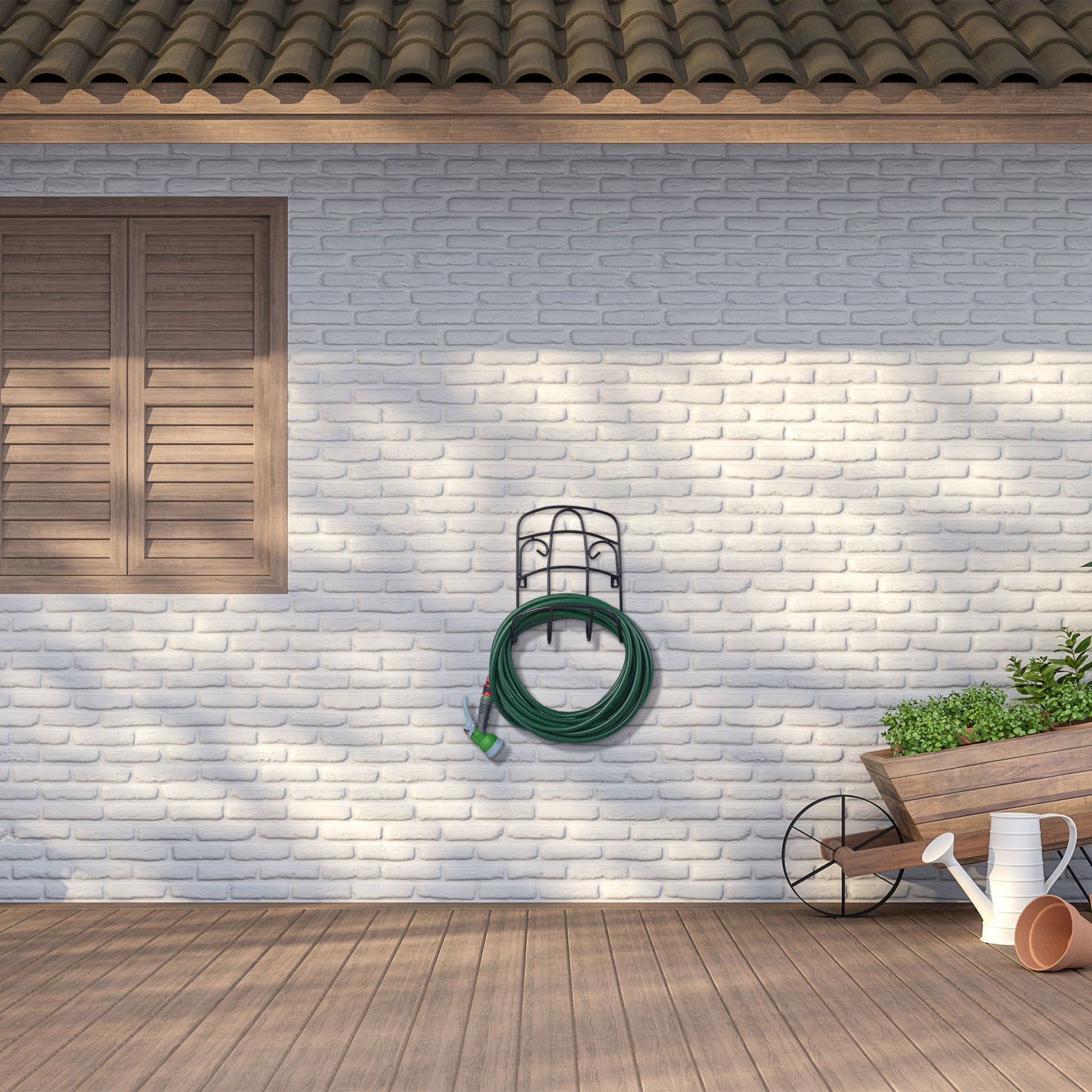 Schlauchhalter Wand Schwarz von Relaxdays