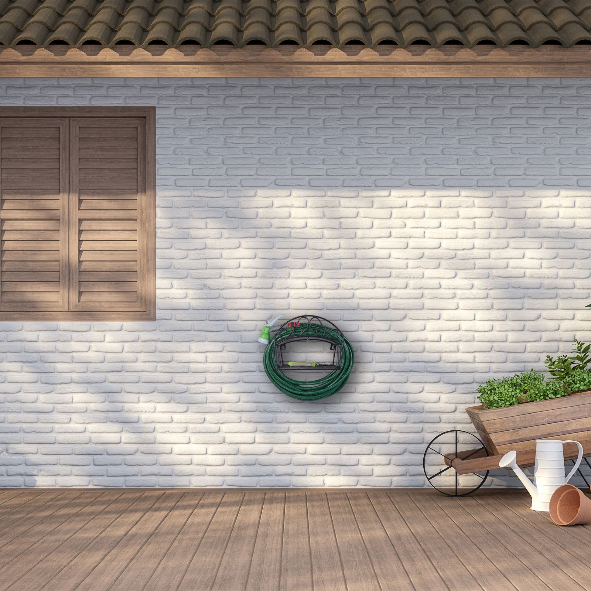 Schlauchhalter Wand Schwarz von Relaxdays