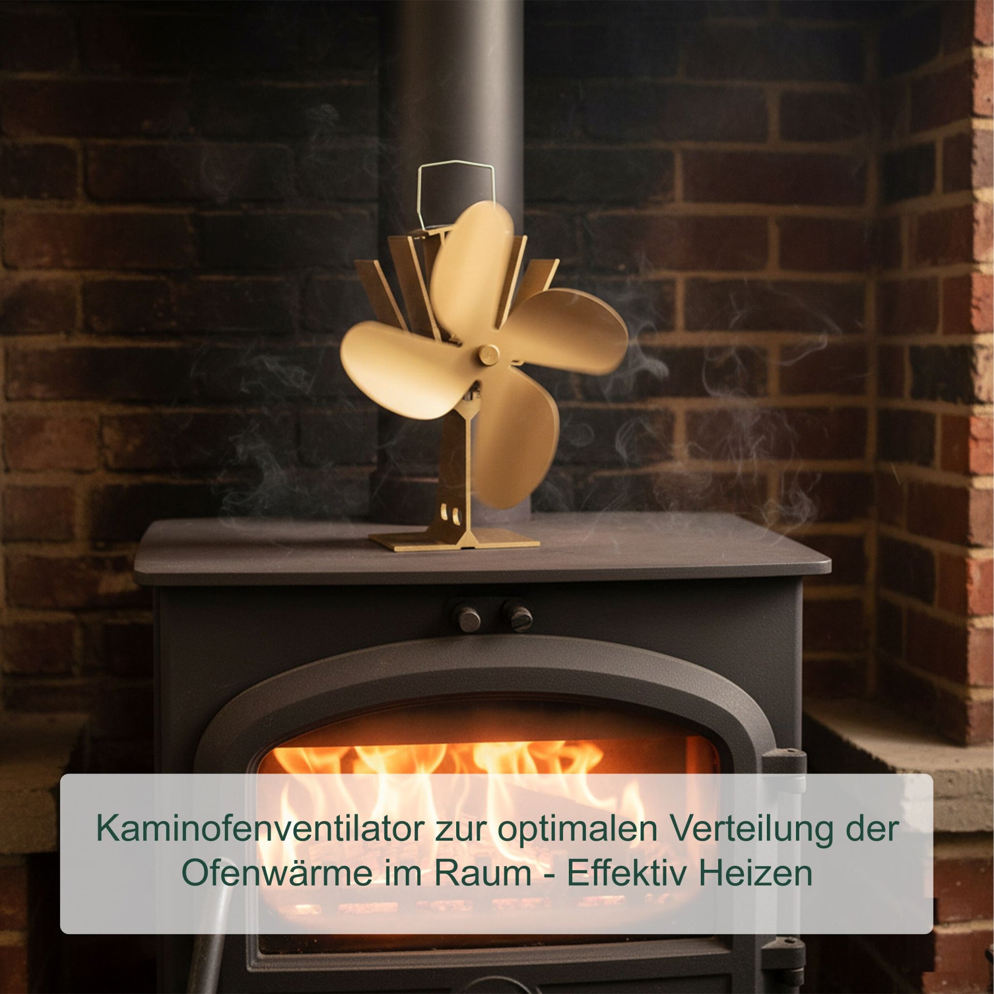 Ofenventilator ohne Strom Hellbraun von Relaxdays