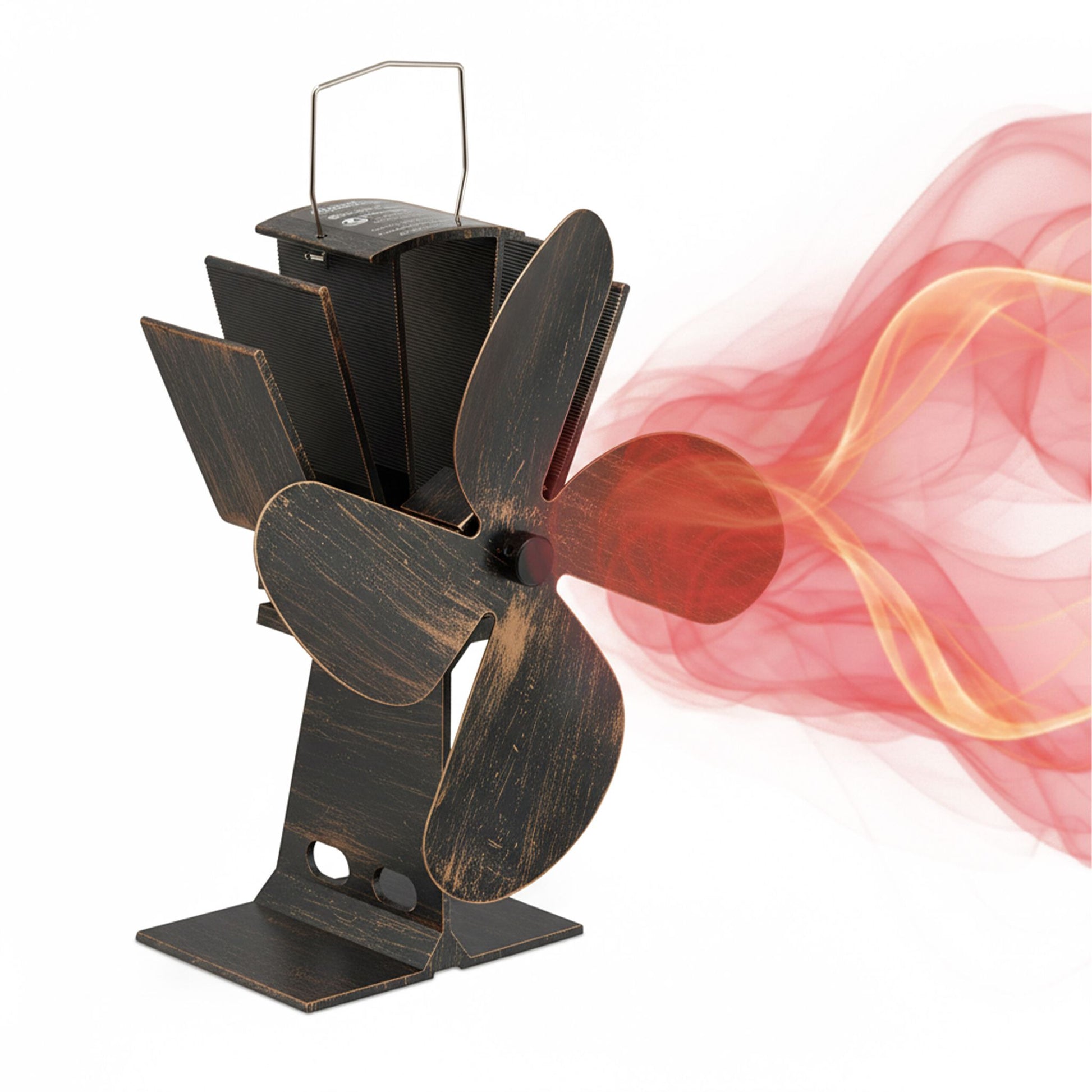 Ofenventilator ohne Strom Vintage Hellbraun-Schwarz von Relaxdays