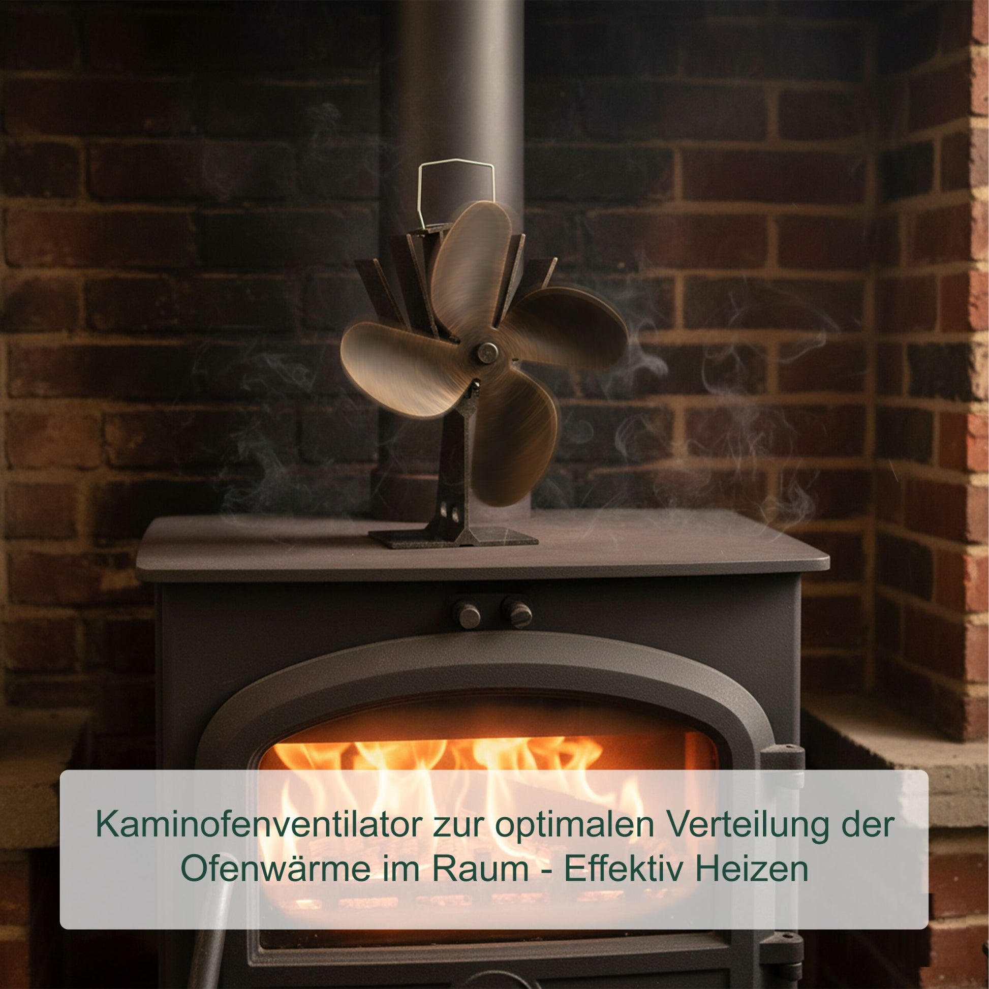 Ofenventilator ohne Strom Vintage Hellbraun-Schwarz von Relaxdays