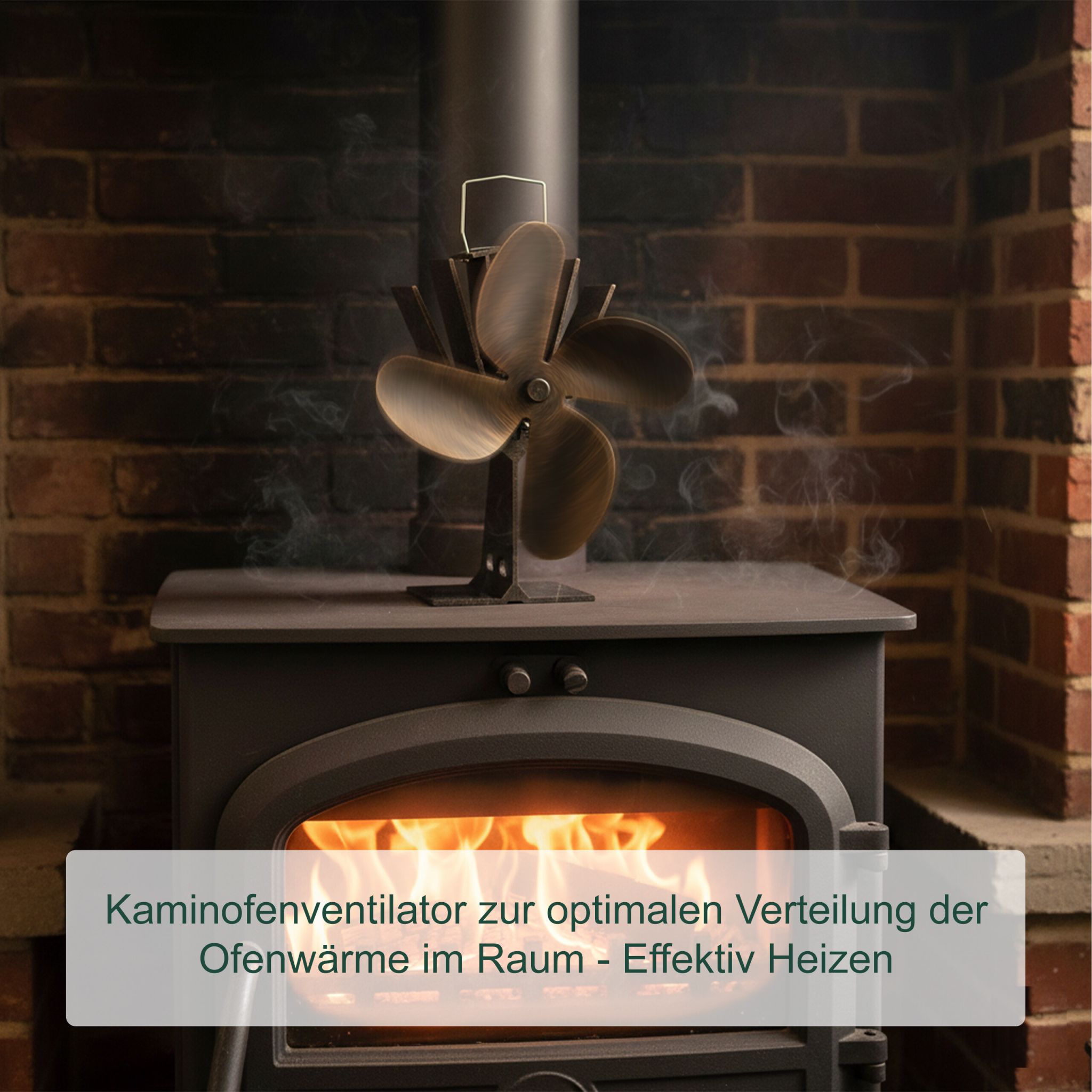 Ofenventilator ohne Strom Vintage Hellbraun-Schwarz von Relaxdays