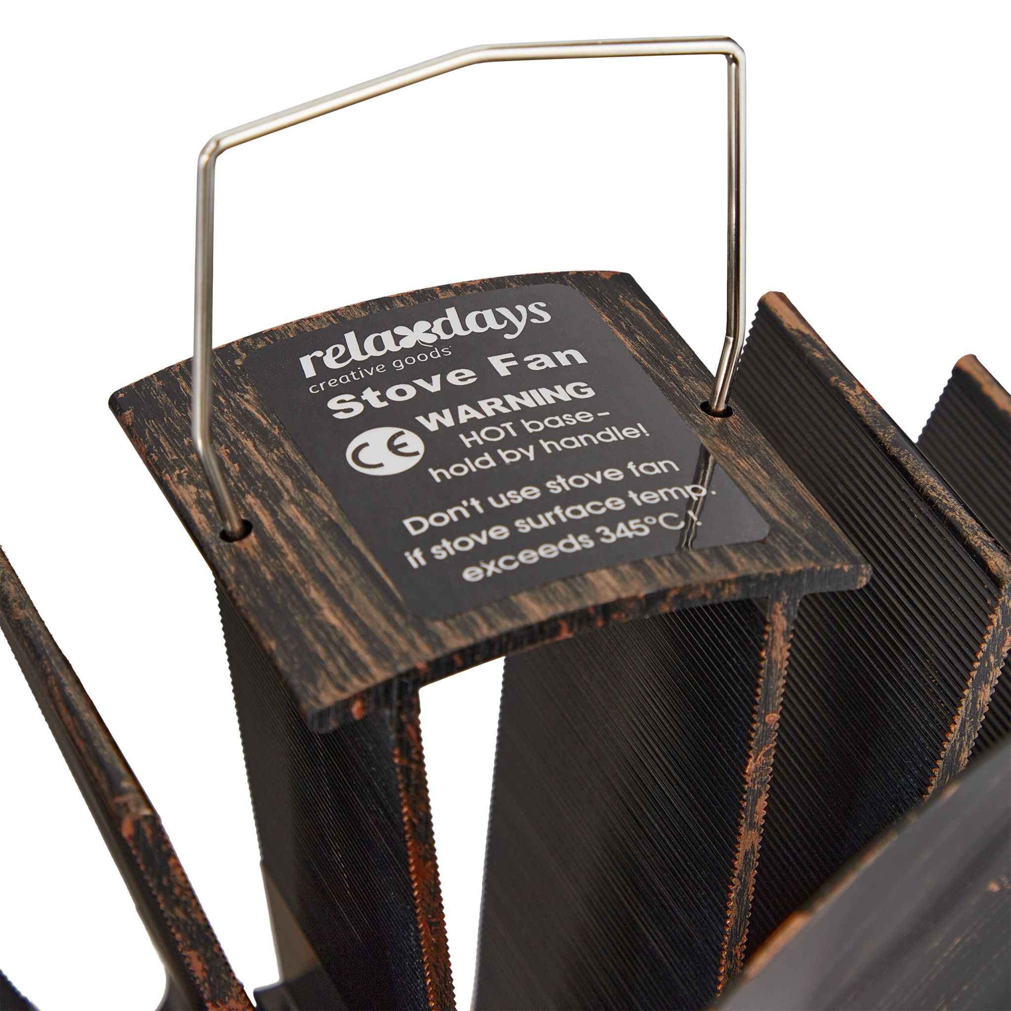 Ofenventilator ohne Strom Vintage Hellbraun-Schwarz von Relaxdays