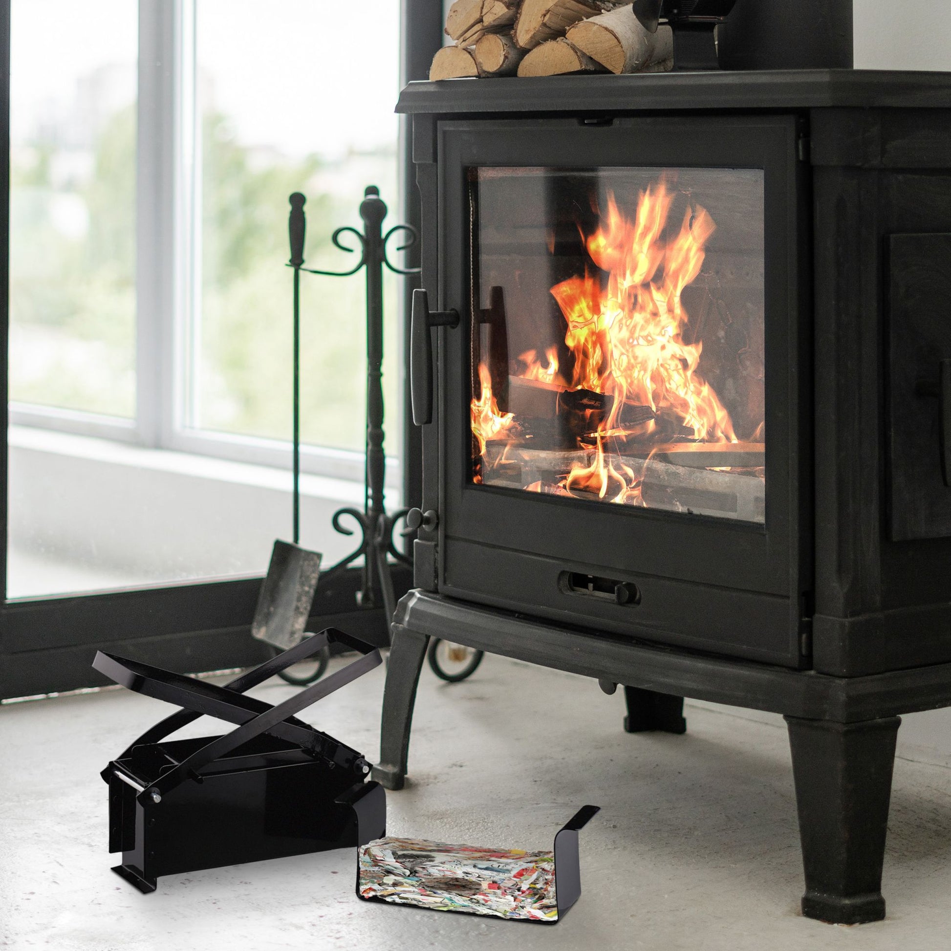 Papierbrikettpresse Schwarz von Relaxdays