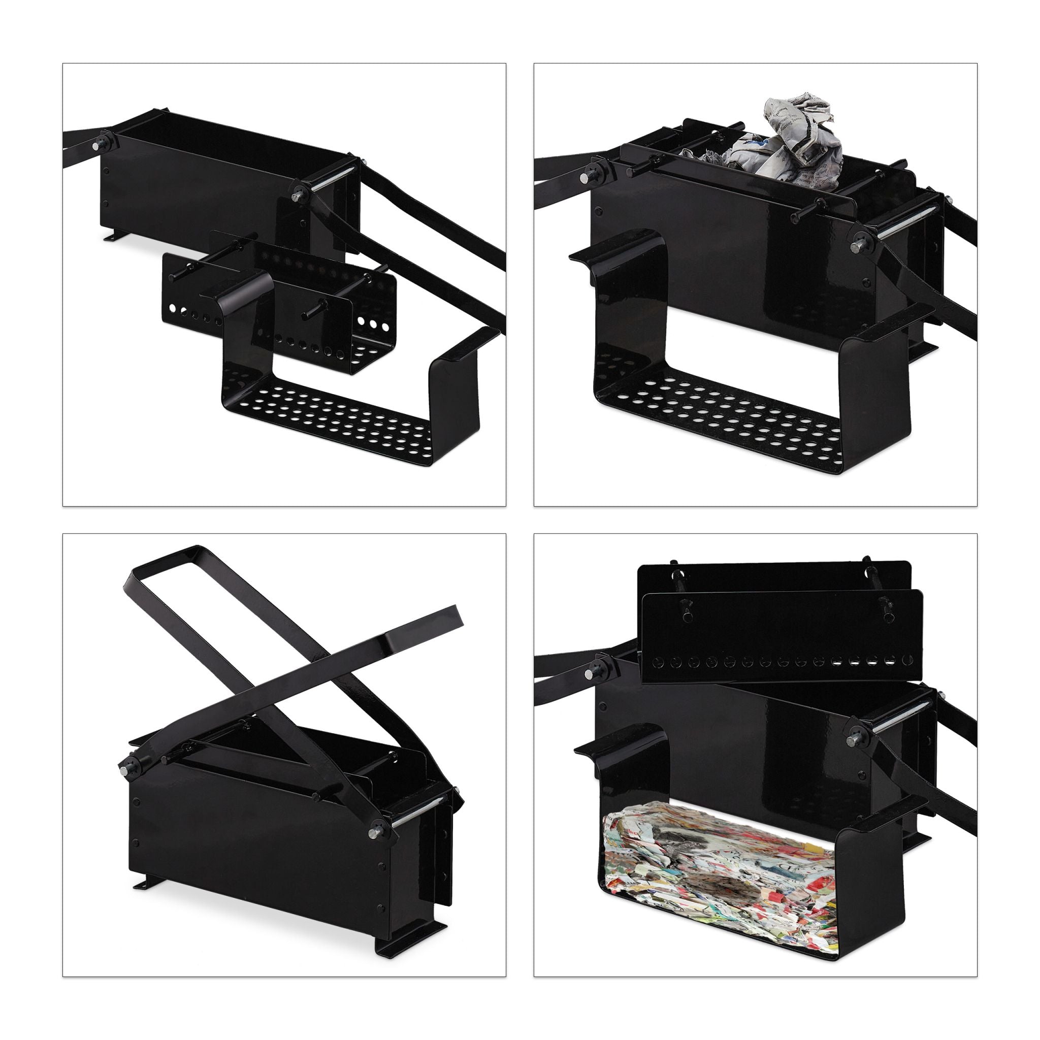 Papierbrikettpresse Schwarz von Relaxdays