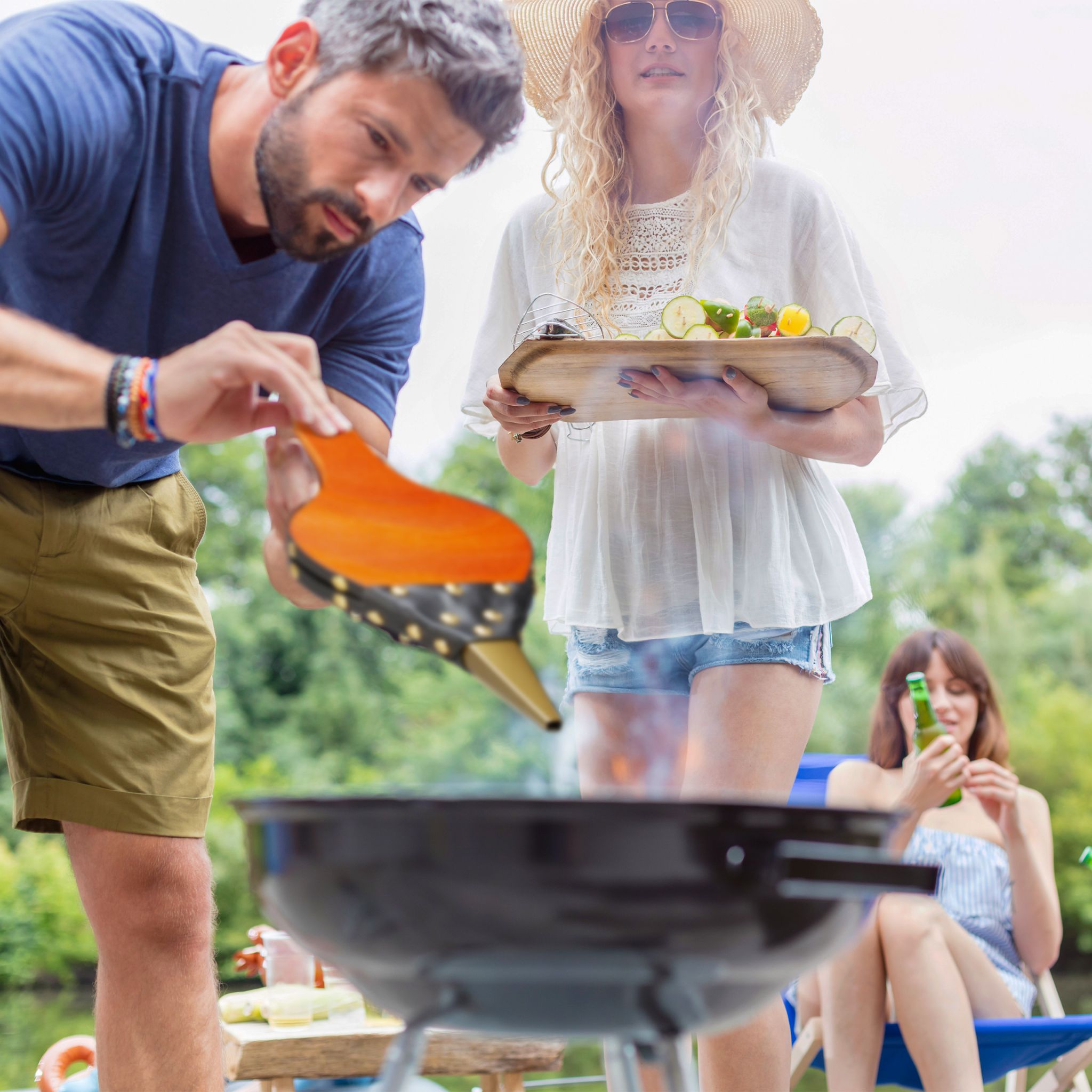 Blasebalg Grill & Kamin Gold-Hellbraun-Schwarz von Relaxdays