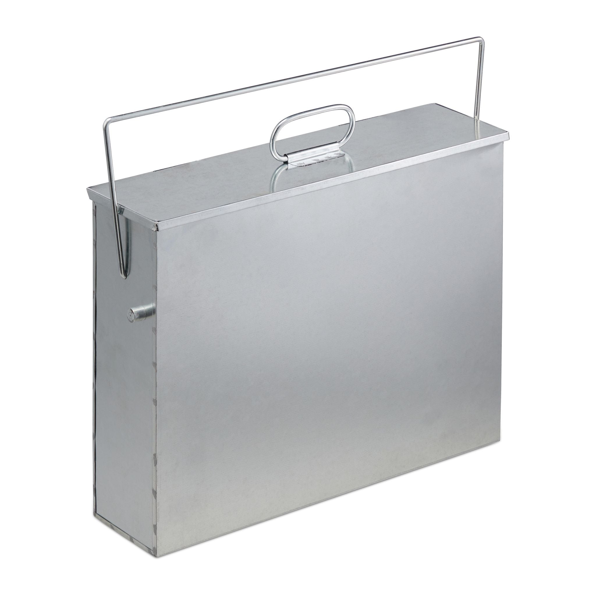 Ascheeimer eckig mit Deckel Silber von Relaxdays