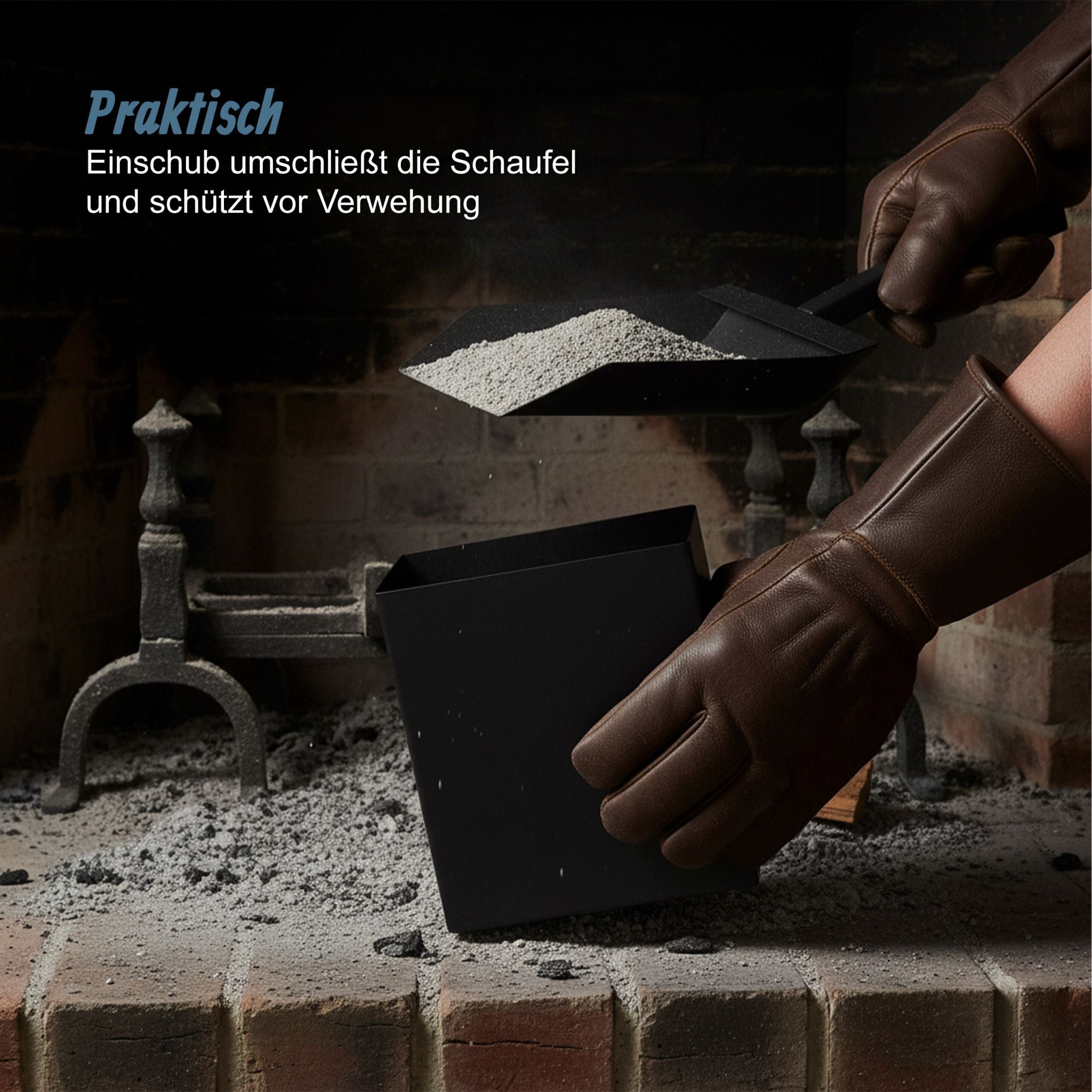 Ascheeimer mit Schaufel Schwarz von Relaxdays