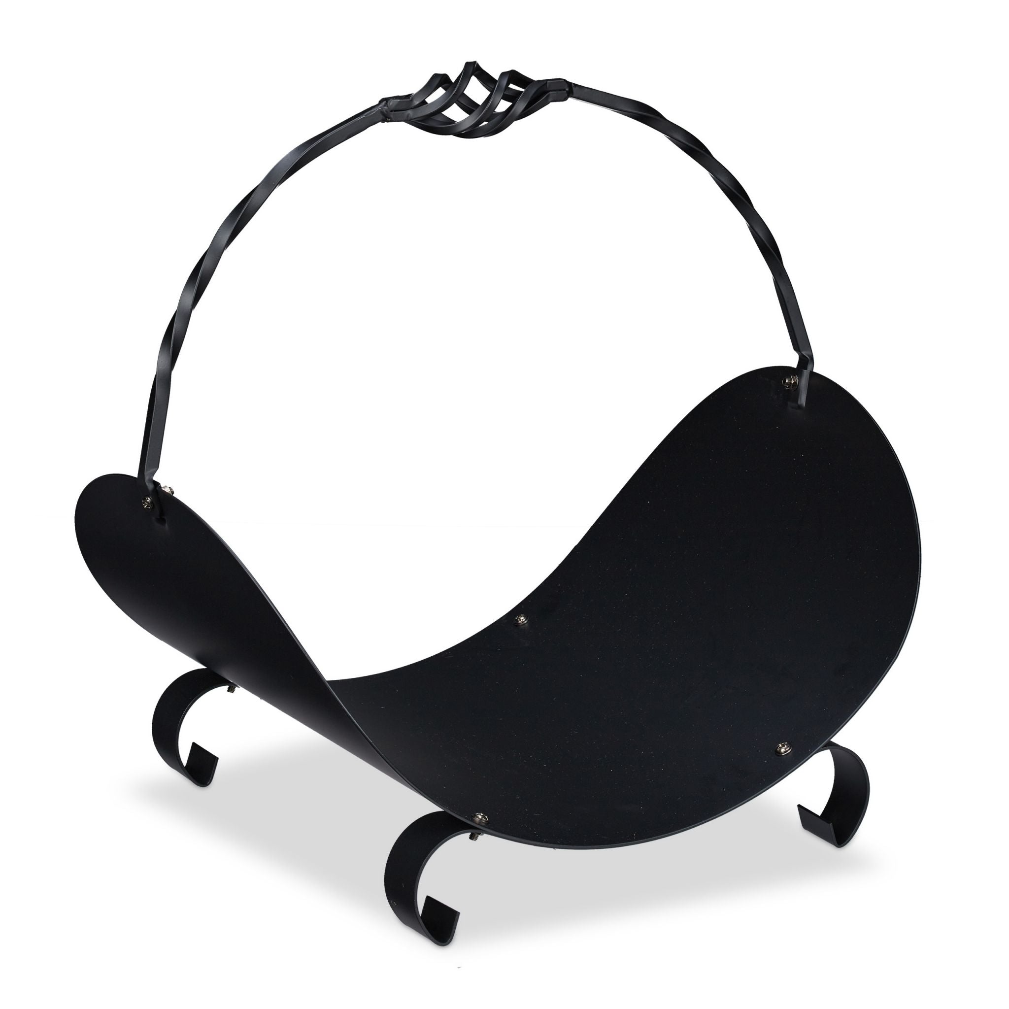 Kaminholzkorb Metall schwarz Schwarz von Relaxdays