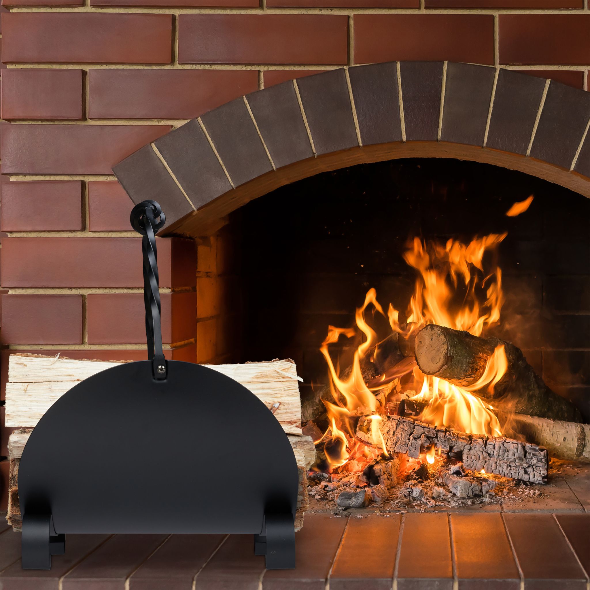 Kaminholzkorb Metall schwarz Schwarz von Relaxdays