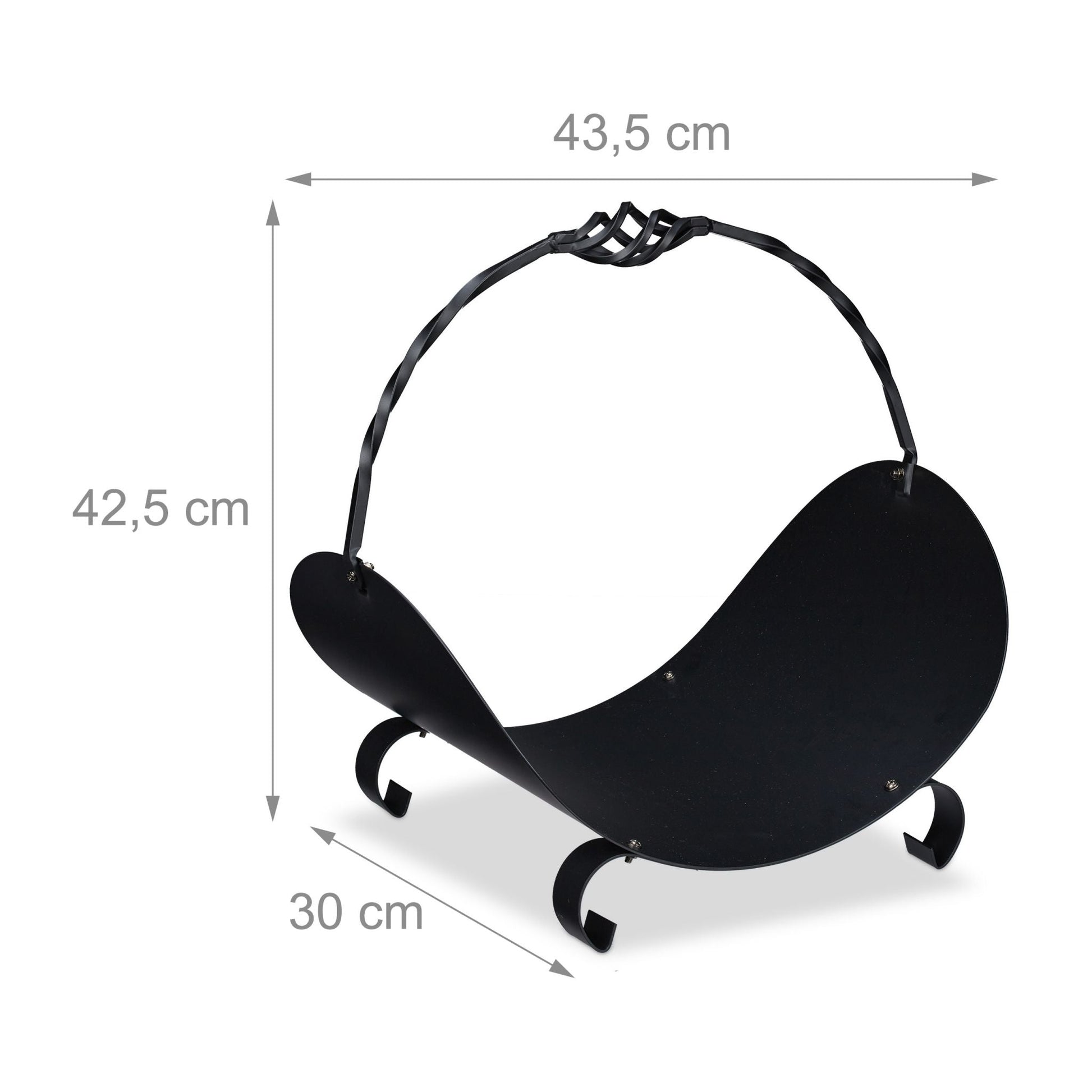 Kaminholzkorb Metall schwarz Schwarz von Relaxdays