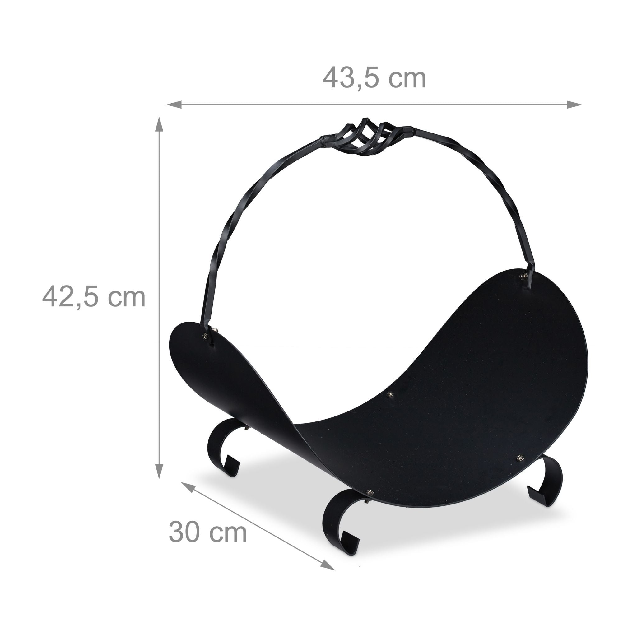 Kaminholzkorb Metall schwarz Schwarz von Relaxdays
