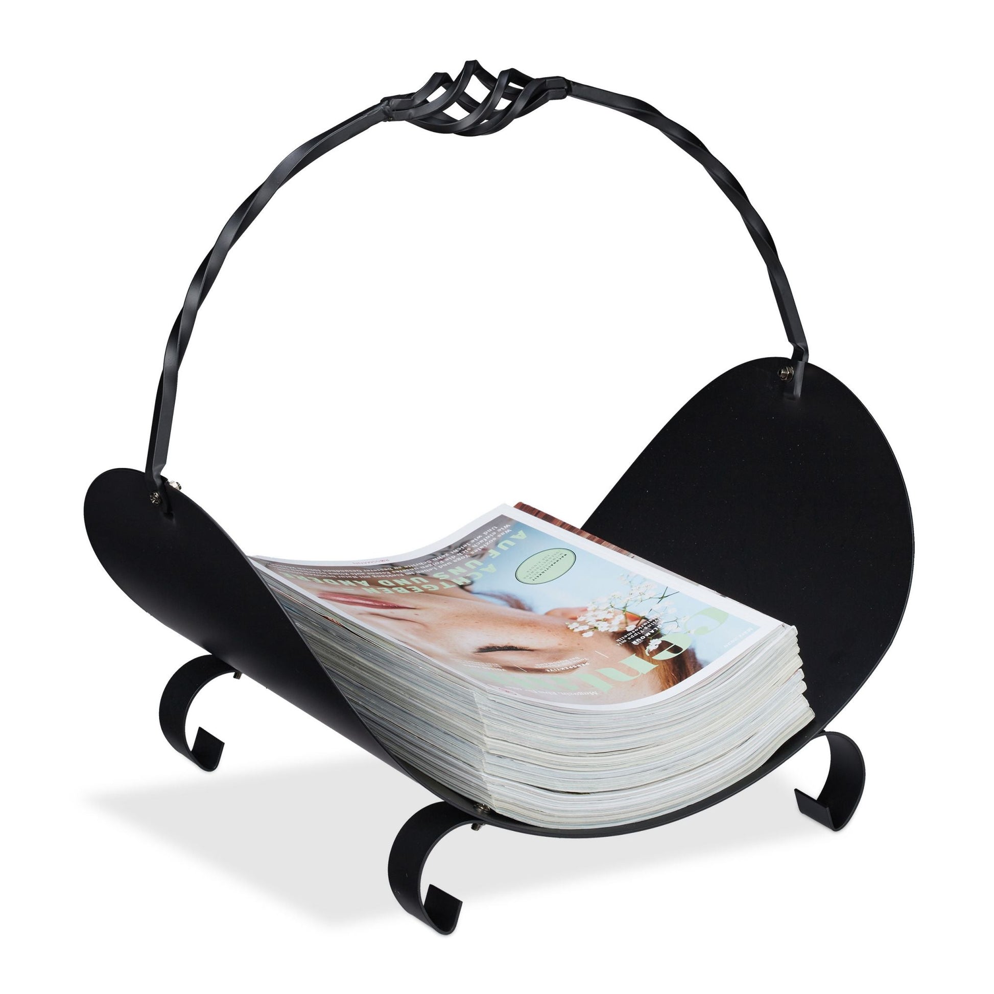Kaminholzkorb Metall schwarz Schwarz von Relaxdays