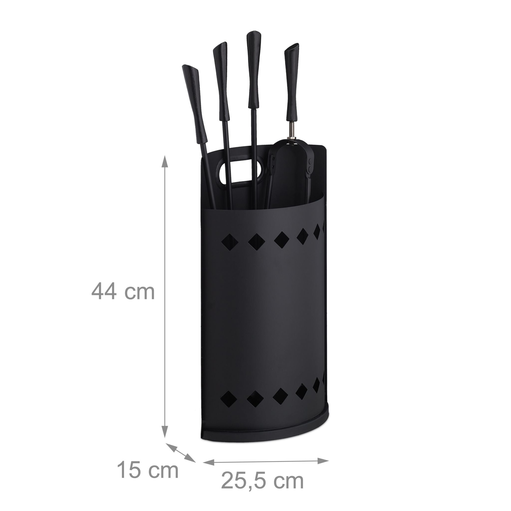 Kaminbesteck mit Eimer 5tlg. Schwarz von Relaxdays