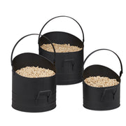 Pelleteimer 3er-Set Schwarz von Relaxdays