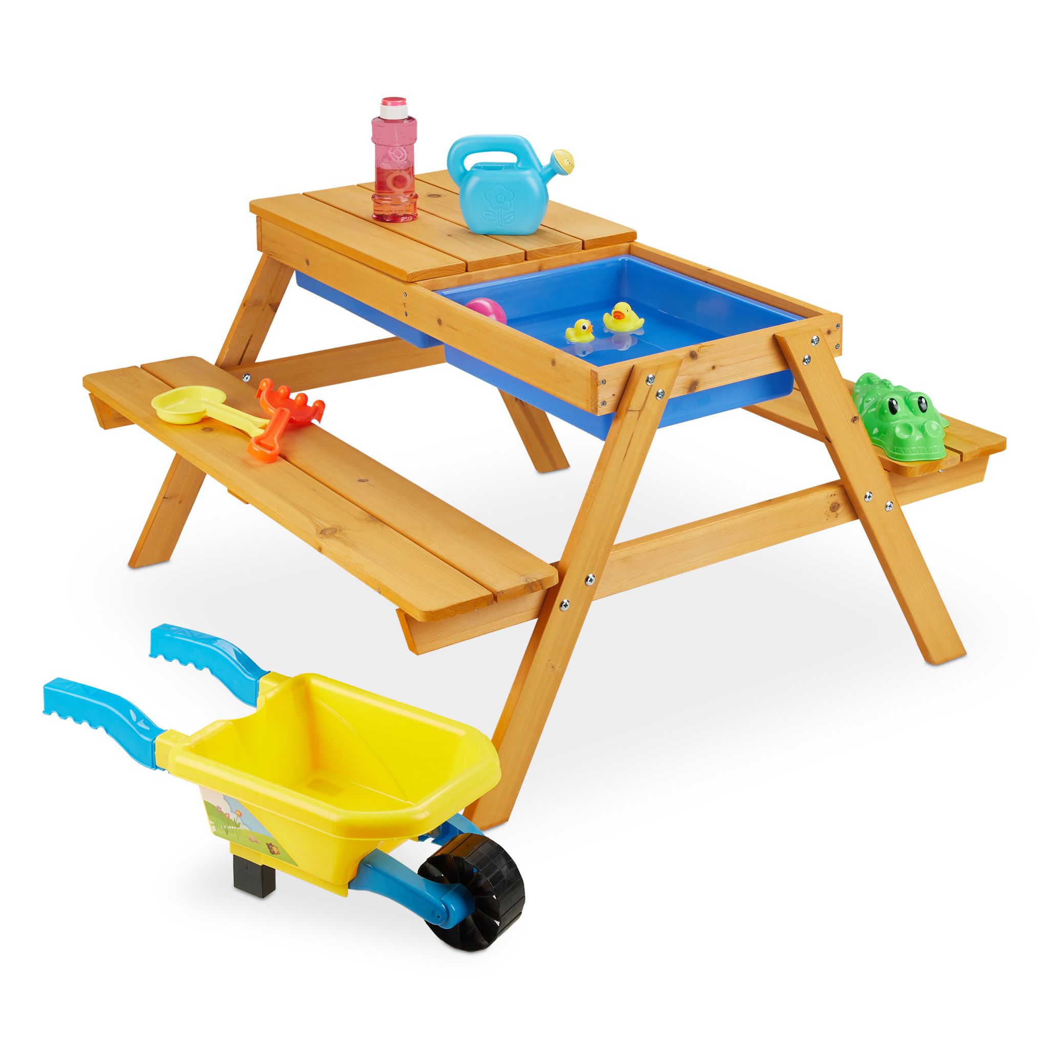 Kindersitzgruppe Holz für Garten Blau-Hellbraun von Relaxdays