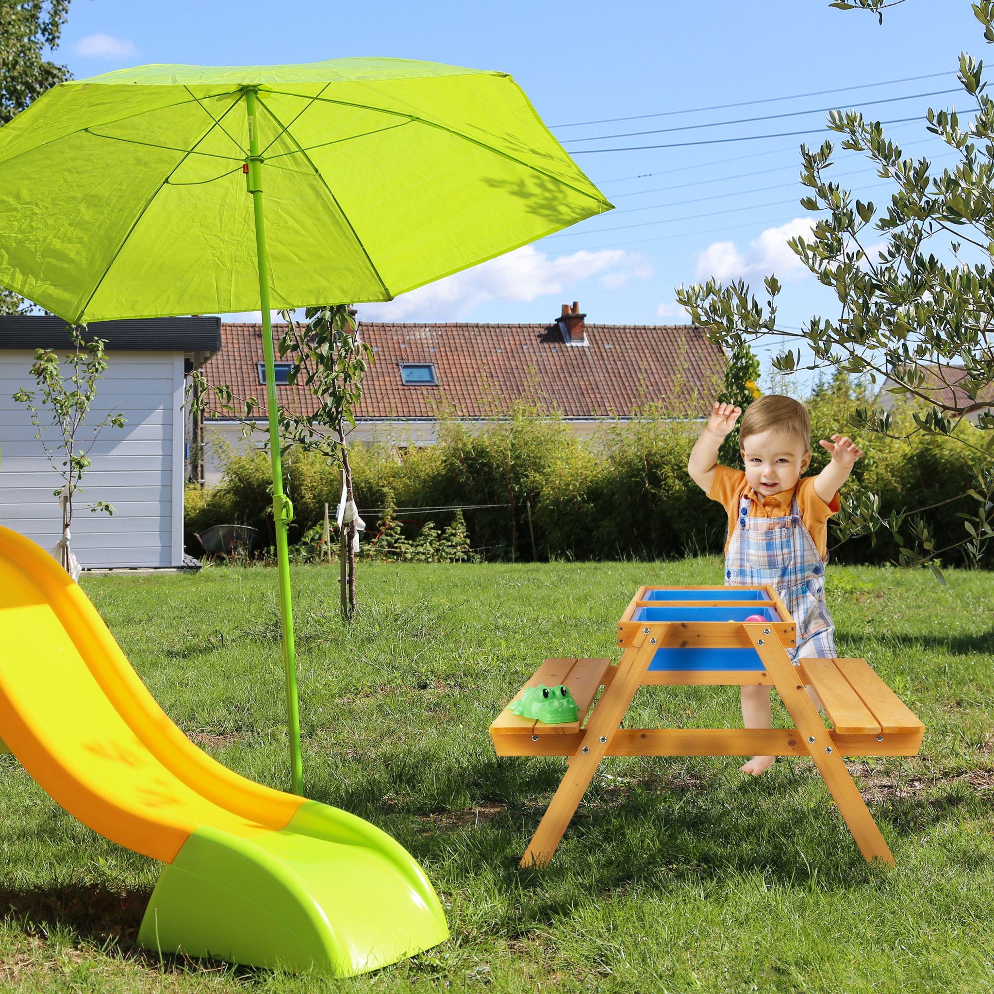 Kindersitzgruppe Holz für Garten Blau-Hellbraun von Relaxdays