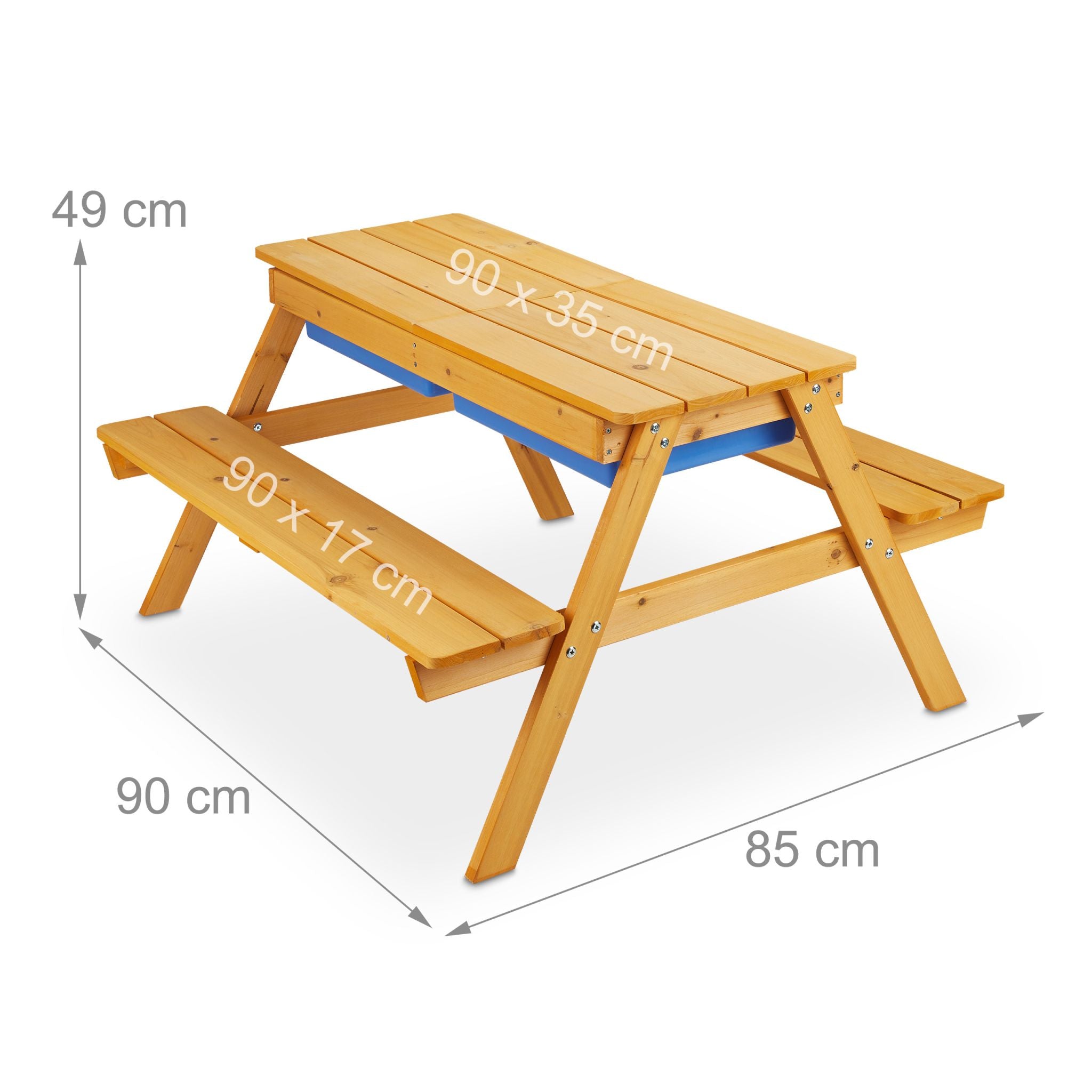 Kindersitzgruppe Holz für Garten Blau-Hellbraun von Relaxdays
