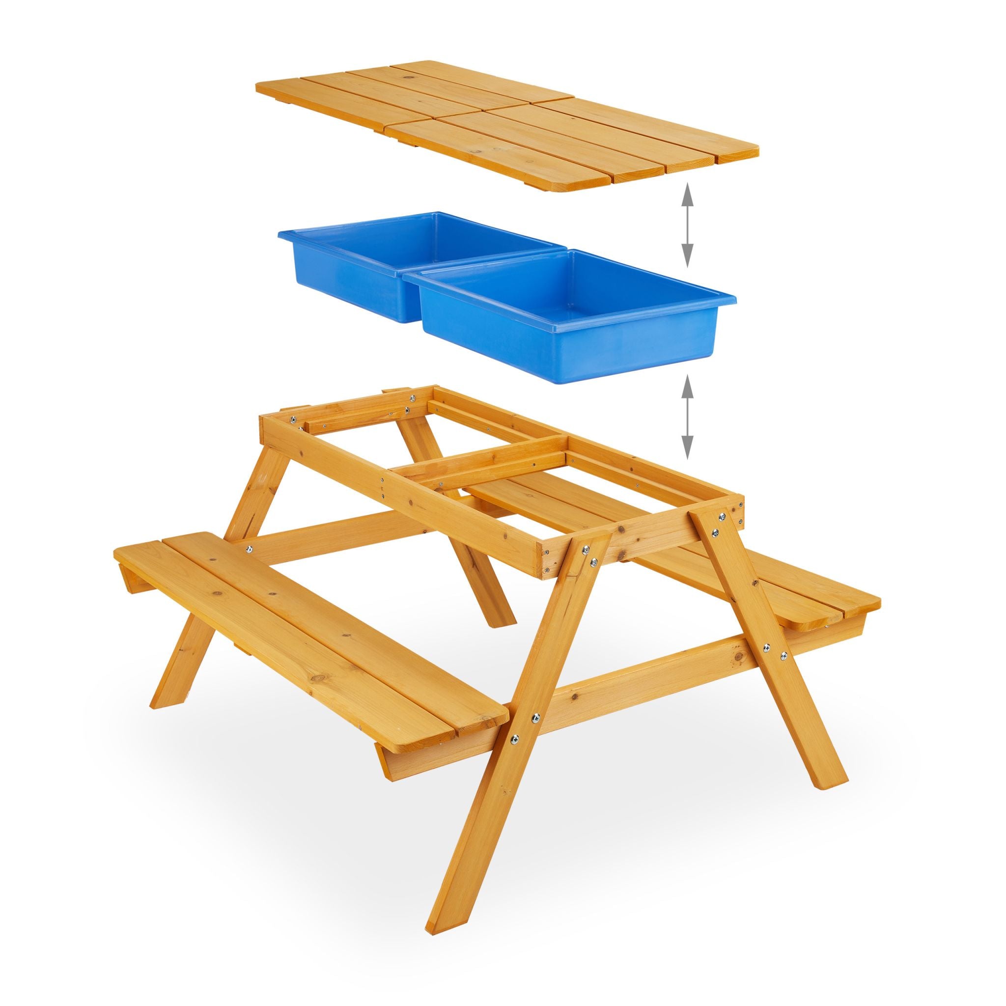 Kindersitzgruppe Holz für Garten Blau-Hellbraun von Relaxdays