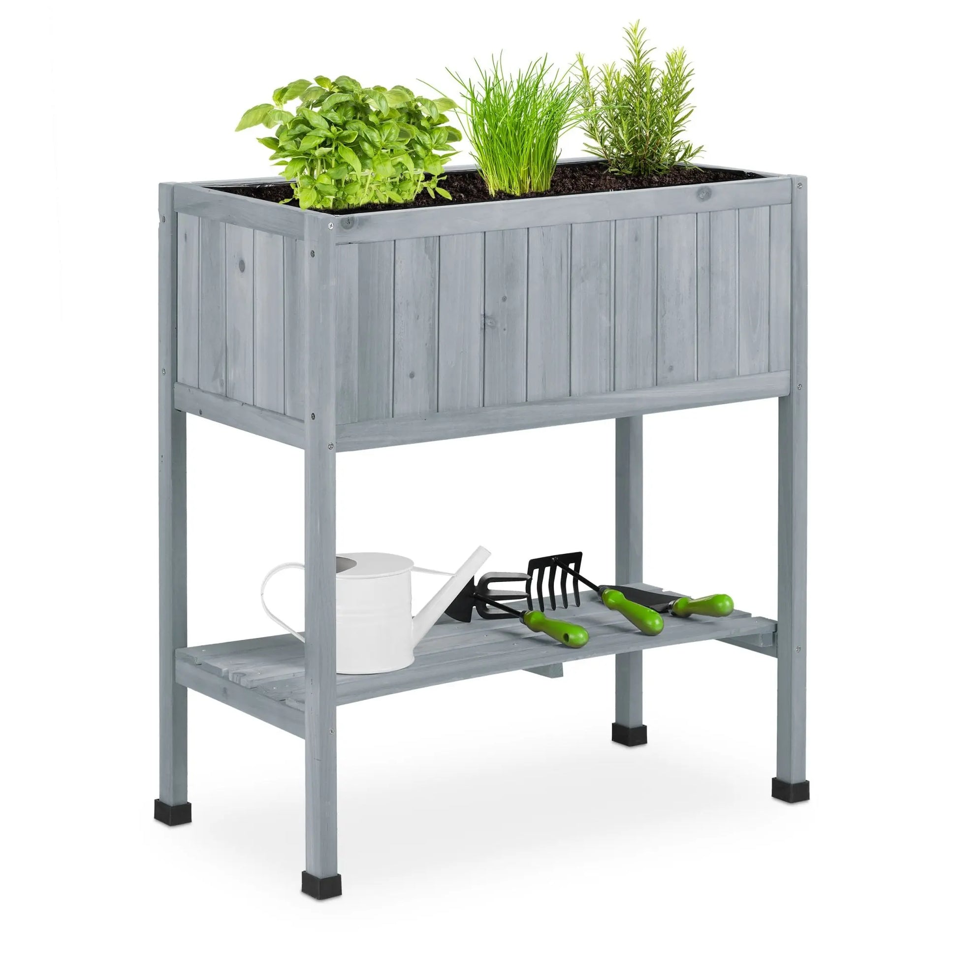 Hochbeet Holz Schwarz-Grau von Relaxdays