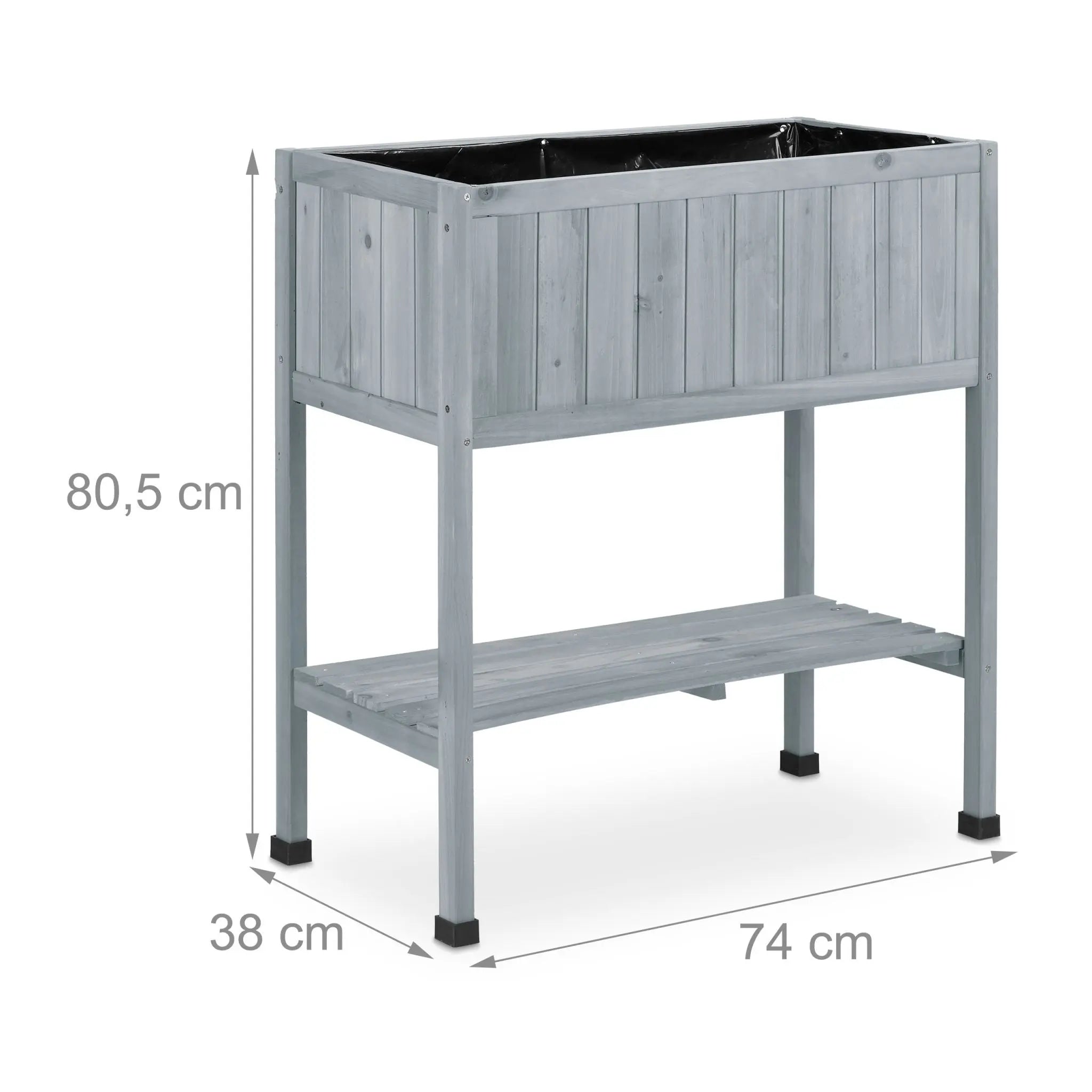 Hochbeet Holz Schwarz-Grau von Relaxdays